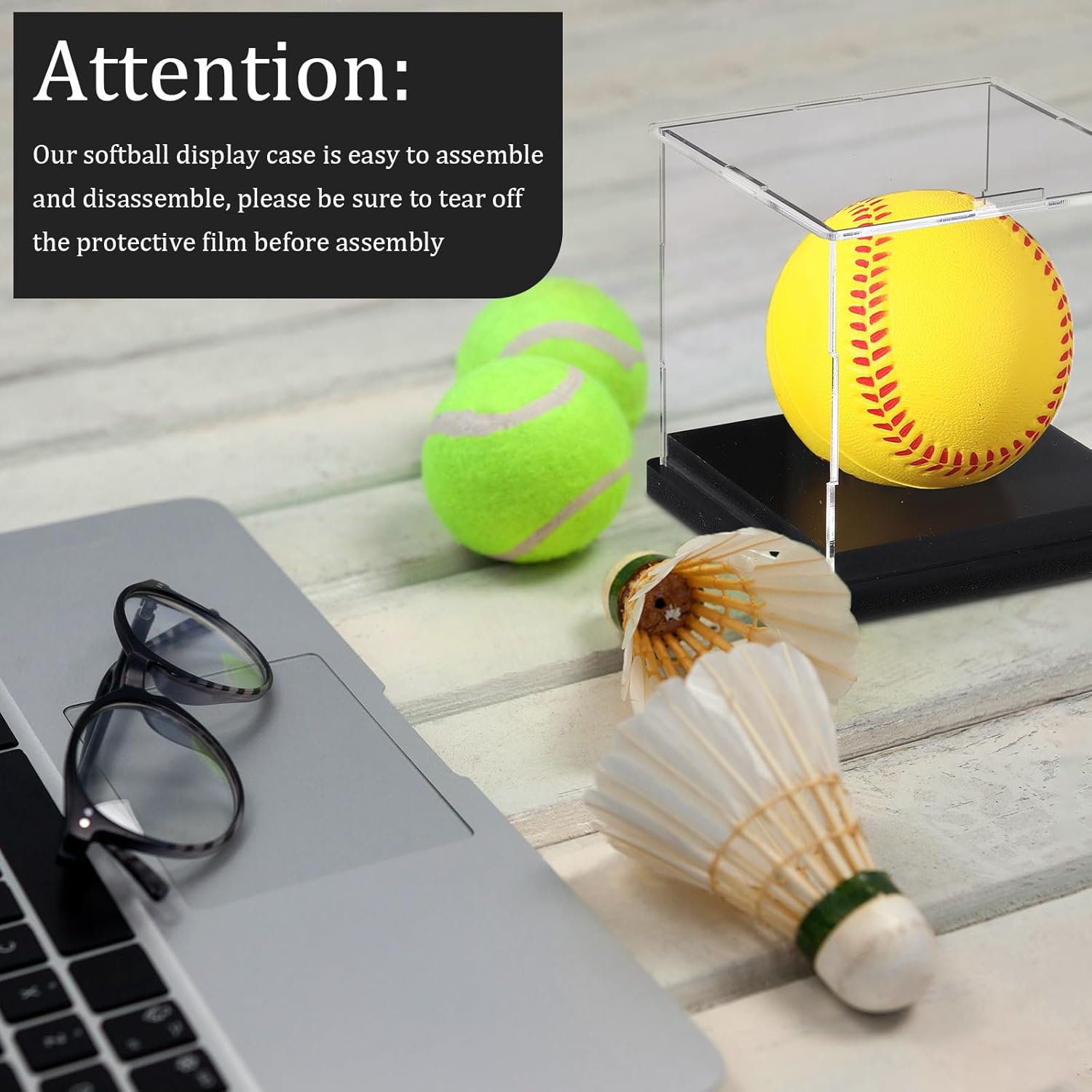 ODM Baderke 2 Pcs Softball Display Case Acrylic Softball Baseball Stand Holder UV Protected Memorabilia Ball Box Clear Display Cube for Sports Ball Storage (Remove The Protective Film Before Use) Custom Logo Service