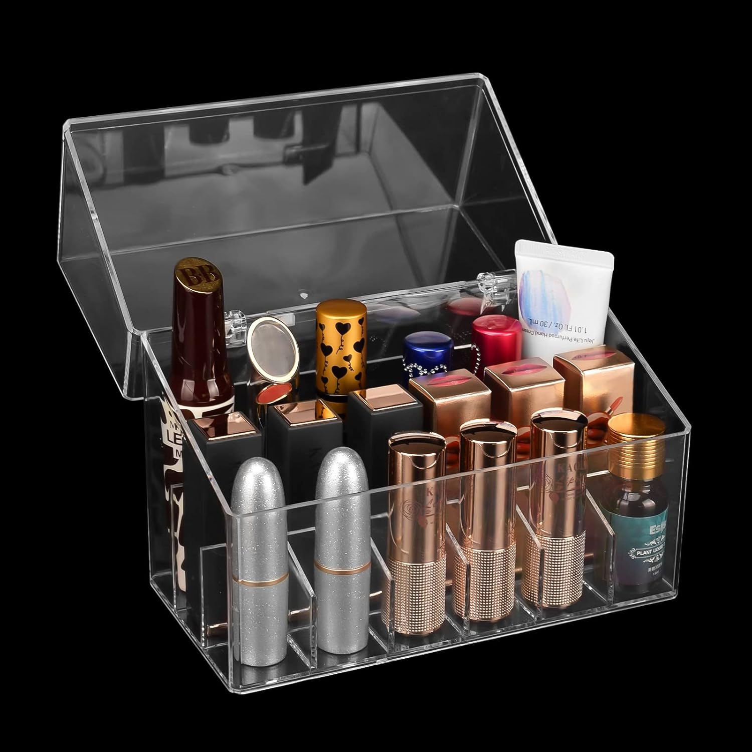 Private Label ATOMUS Lipstick Holder Display Case, 18 Slots Lipstick Organizer Storage with Dust Cover Transparent Acrylic Cosmetic Makeup Lipgloss Rack Holder Custom Logo Service