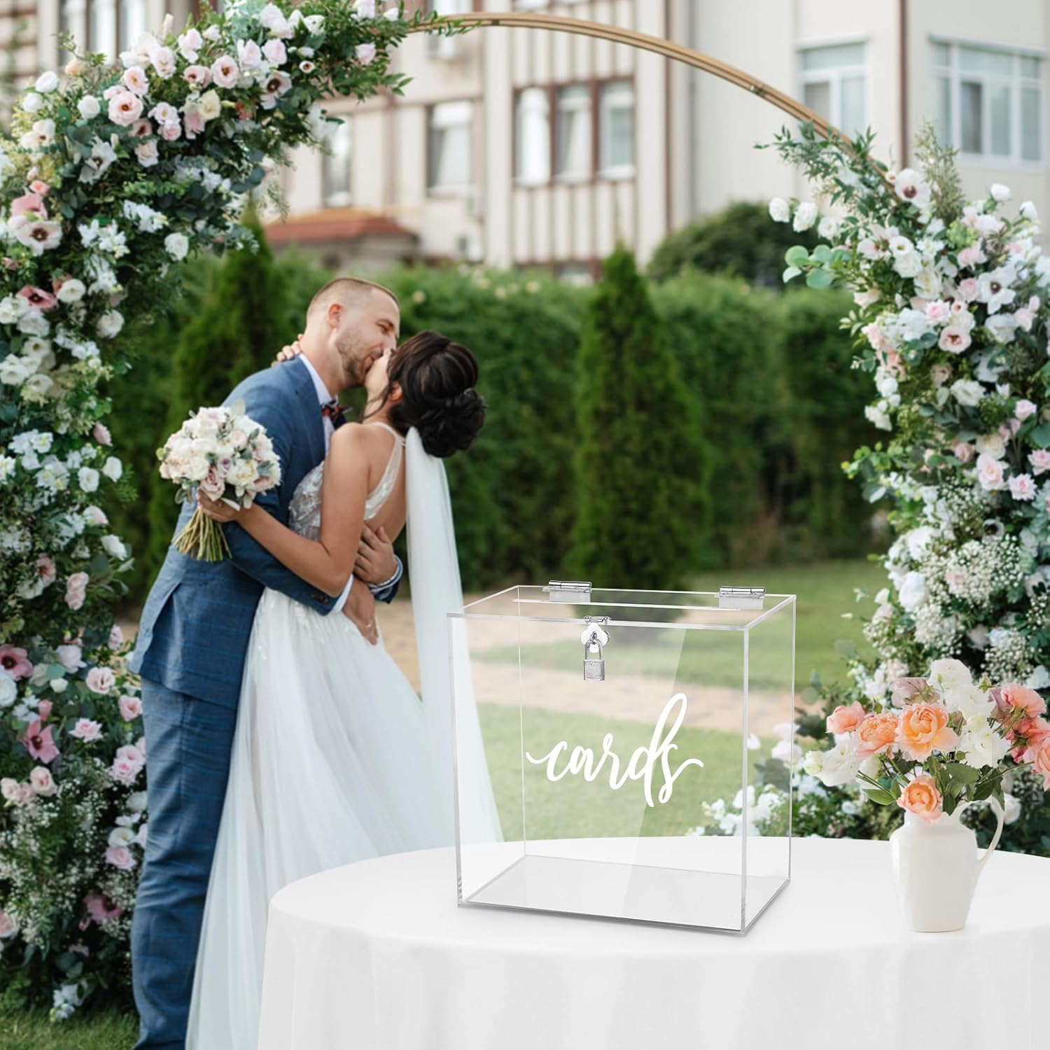 Private Label Hooqict Clear Acrylic Card Box with Lock and Slot, Thick DIY Wedding Card Box for Wedding Reception, Large Acrylic Gift Box Wedding Money Box for Party Graduation Decorations Wholesale Manufacturer