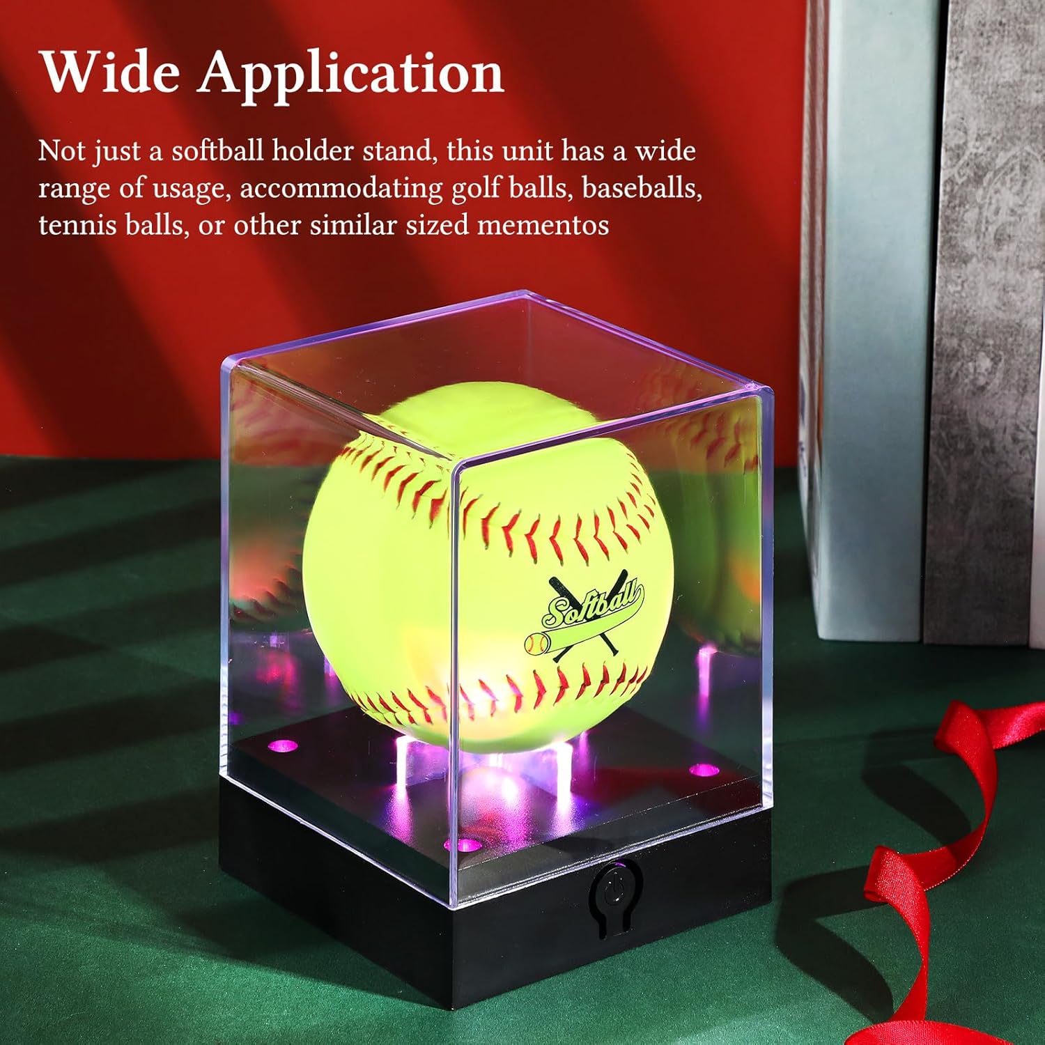 ODM 2 Pcs Softball Display Case with LED Light, Acrylic Softball Display Cube, UV Protection Clear Baseball Holder Show Case for Memorabilia Ball for Fit 12'' Ball Baseball Golf Storage Custom Logo Service