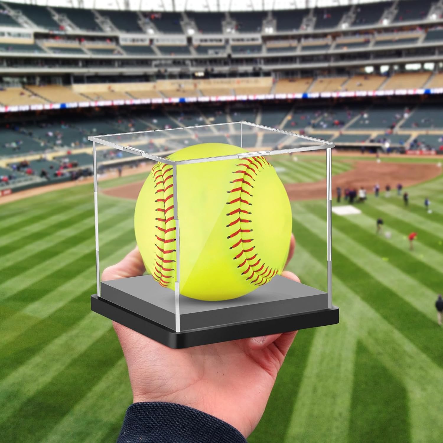 ODM 2PCS Softball Display Case Acrylic Clear Display Box Baseball Tennis Golf Protected Stand for Signed Memorabilia Large 12 Inch Sports Game Ball Storage Cube Custom Logo Service