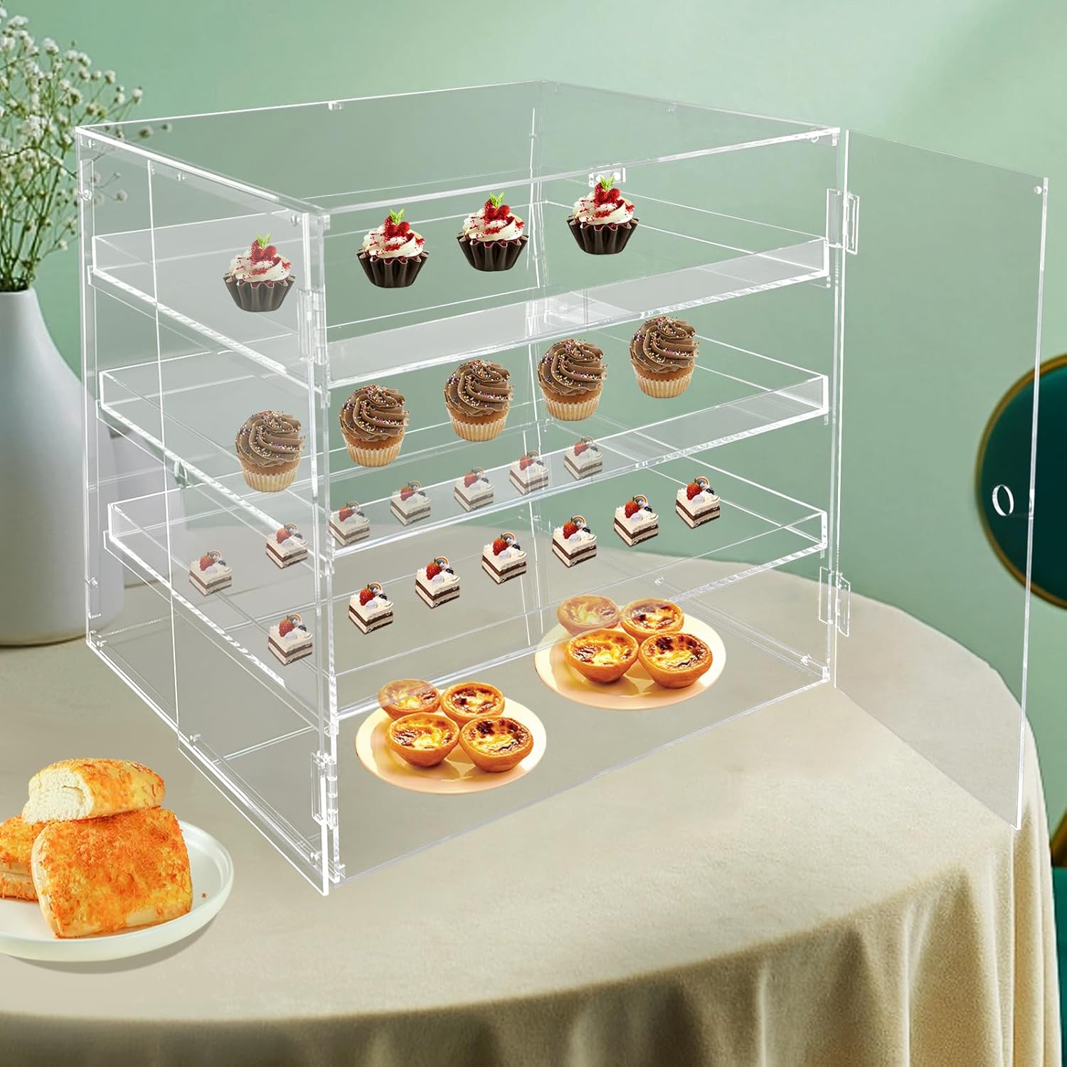 Wholesale OEM ODM 3 Tray Acrylic Bakery Display Case, 18.7 x 17.7 x 17.7 Inch Clear Countertop Pastry Display with Door for Bakery Dessert Cupcake Factory & Supplier