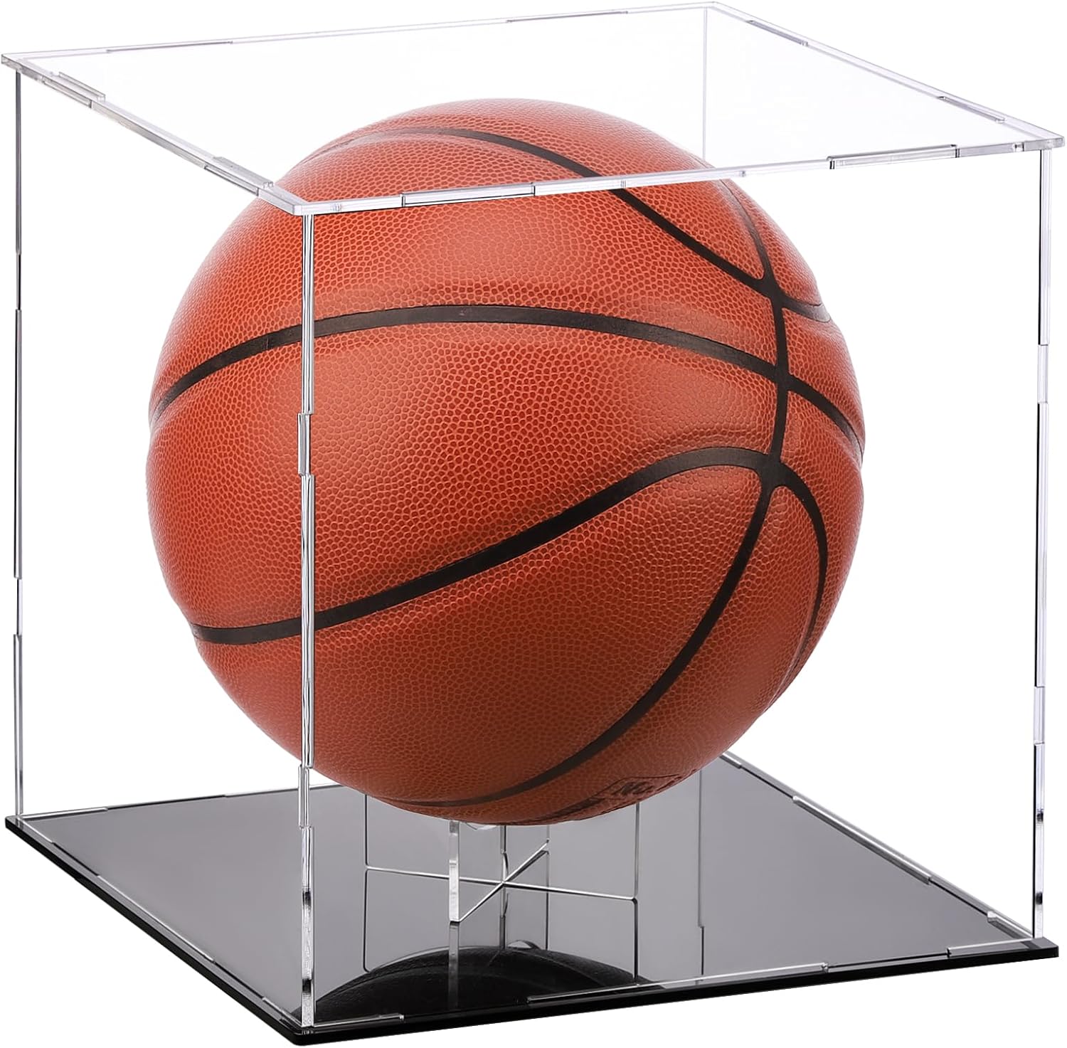 Enoin Glass Display Case, 10x10x10 inch, Clear Plastic Box for Hat Football Basketball Soccer Ball Volleyball Rugby Action Figure Shoe Memorabilia