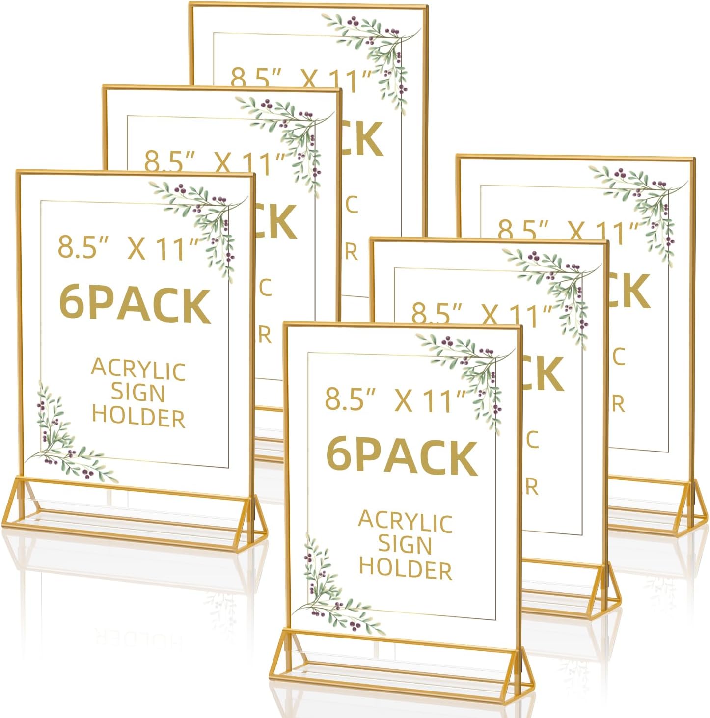 Acrylic Sign Holder 8.5x11 Double Sided Flyer Holder Table Menu Display Stand for Wedding Table Number (6pcs)