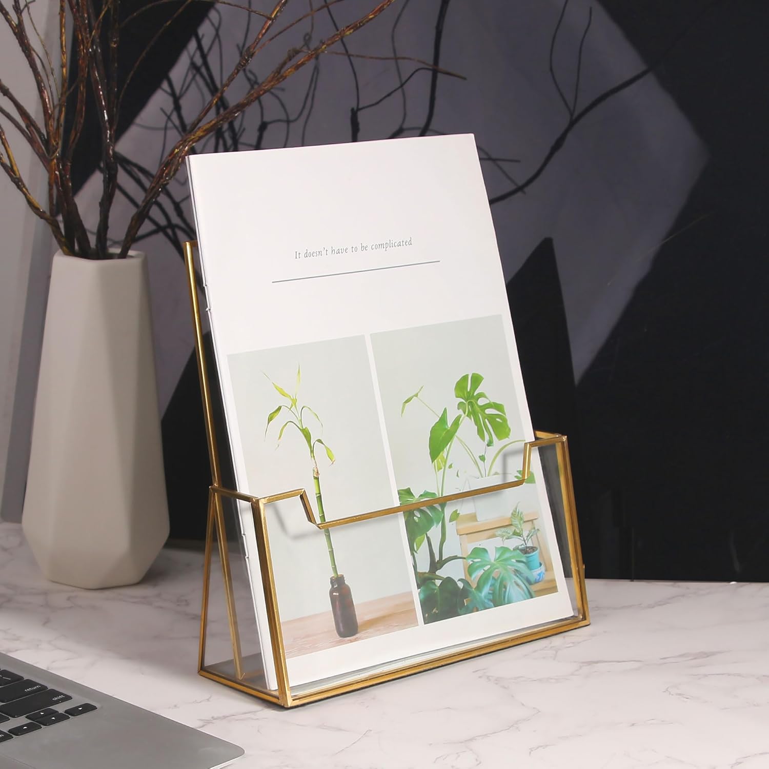 Wholesale Feyarl Gold Glass Brochure Holder 8.5 x 11 Business Pamphlets Booklets Holder Flyer Trifold Display Stand for Office Tabletop CountertopTrade Show Exhibitions Magazines Menu Journals Literatures China Factory Bulk Supply