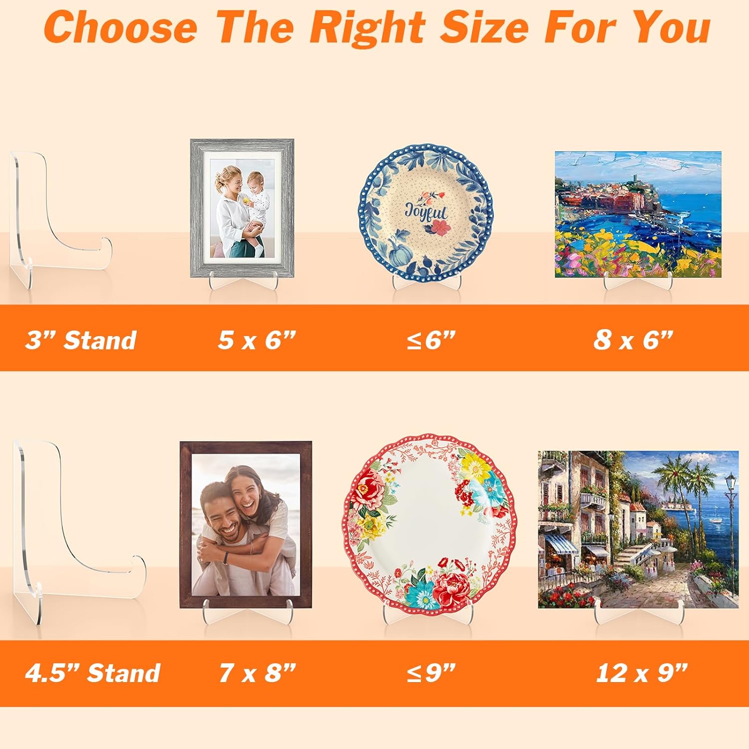 Private Label 5 Pack Acrylic Display Stand, Plate Stand for Display, Clear Easel Stand, Display Holder for Card, Frame, Picture, Magazine, Book, CD, Phone (Small/ 3 Inch) OEM Wholesale Manufacturer