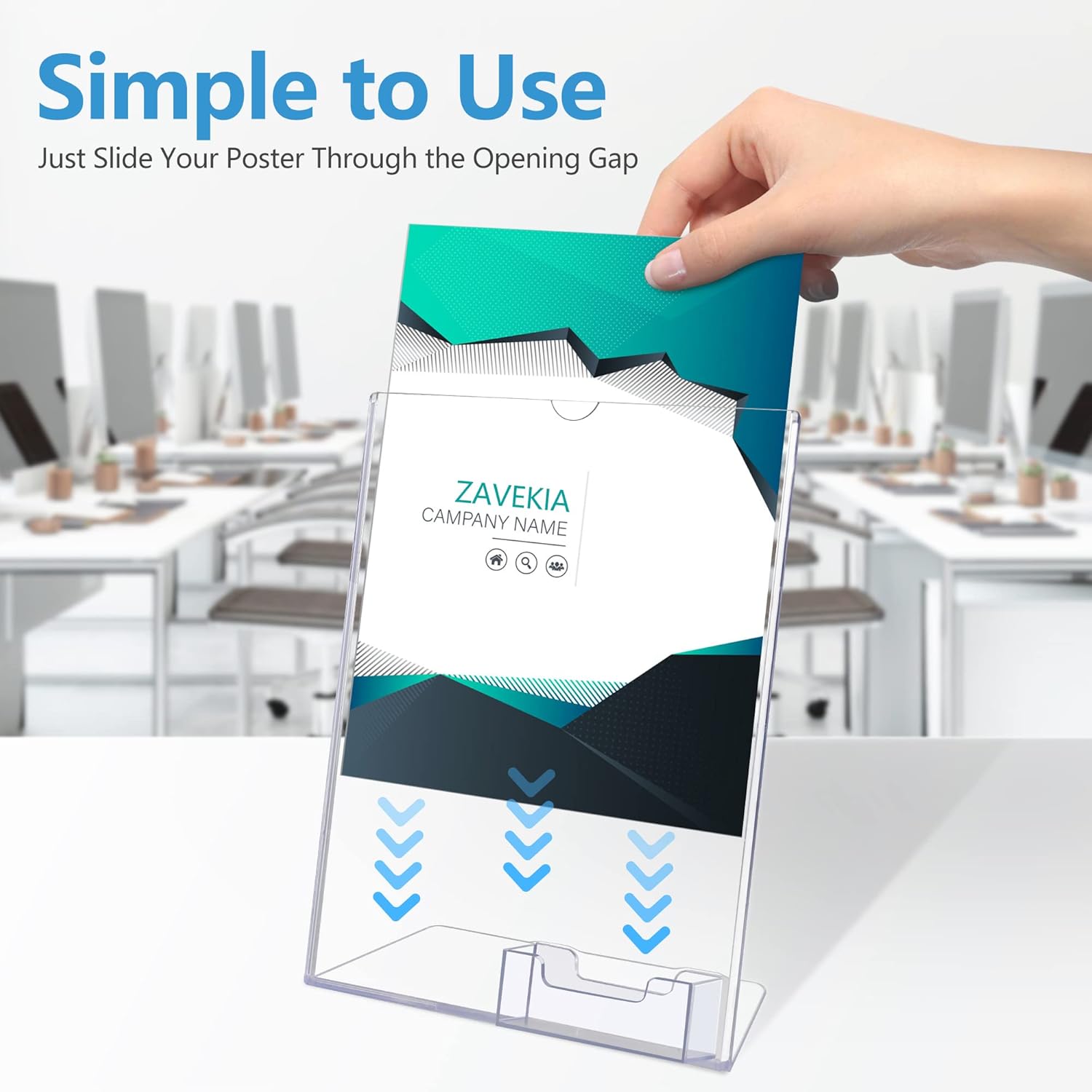 Wholesale zavekia 8.5 x 11 Acrylic Sign Holder with Business Card Holder, Brochure Display Stand for desktop (8.5 x11 in/2 pack) China Factory Bulk Supply