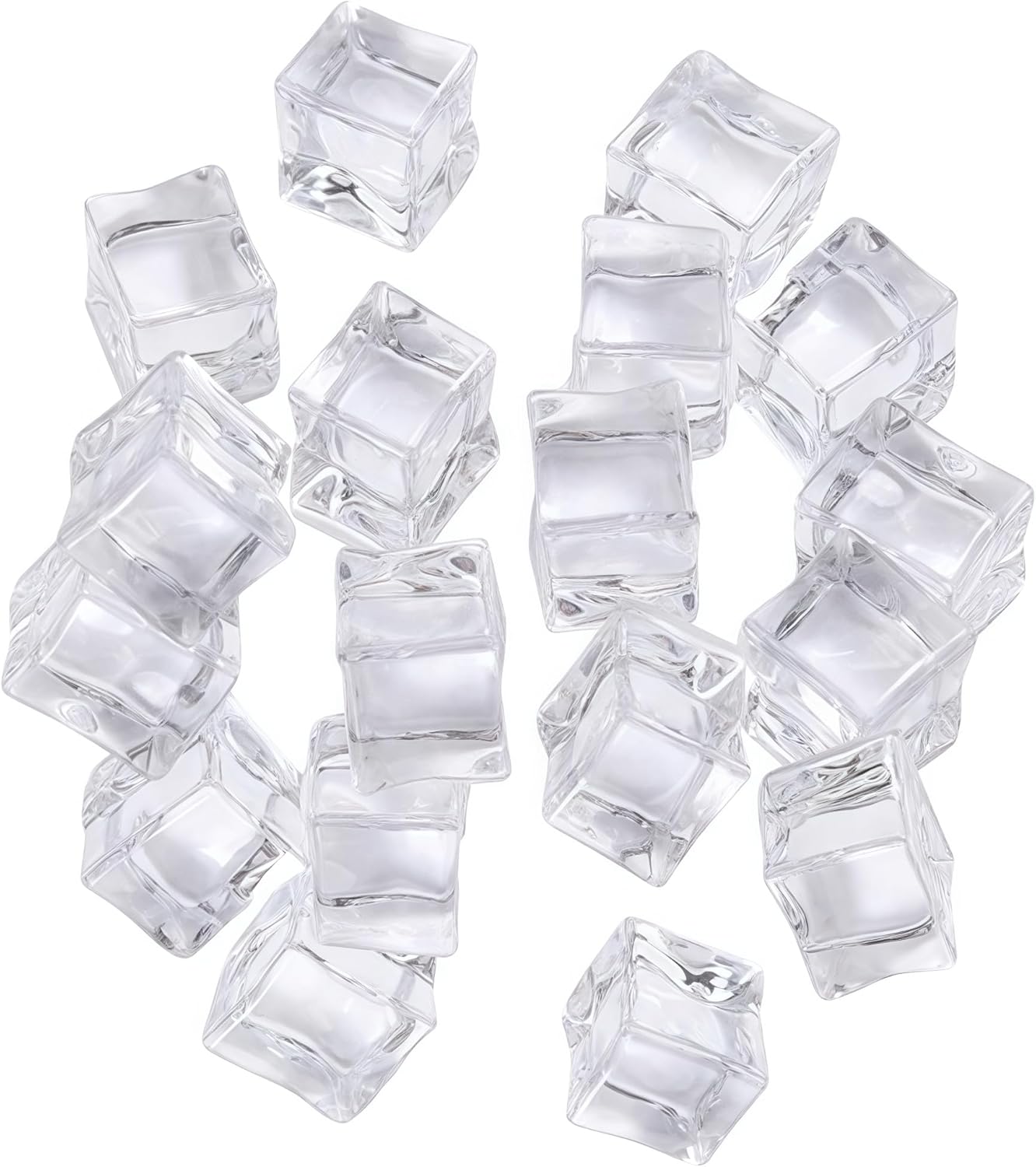 50PCS Fake Acrylic Ice Cubes 0.8", Clear Ice Rocks Decorative Stone for Photography, Weddings, Food Displays & DIY