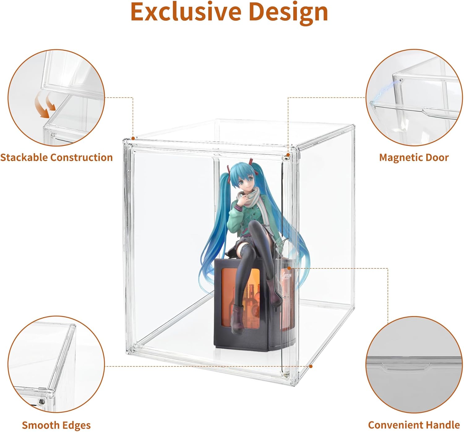 Private Label Clear Acrylic Display Case with Magnetic Lid-Dustproof Plastic Book Storage box,Clear Box,Purse Storage Organizer,Action Figure Display Case,Acrylic Sneaker Shoe Box(1 Pack) Custom Logo Service