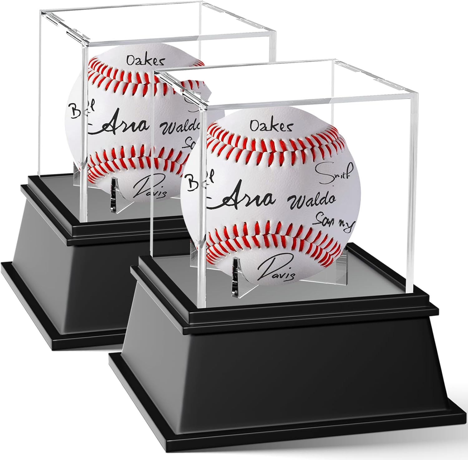 Leffis Football Display Case, Acrylic Football Case Display Case, Memorabilia Display Cases with Removable Built-in Football Display Stand for Autographed Football (2P Baseball Case)
