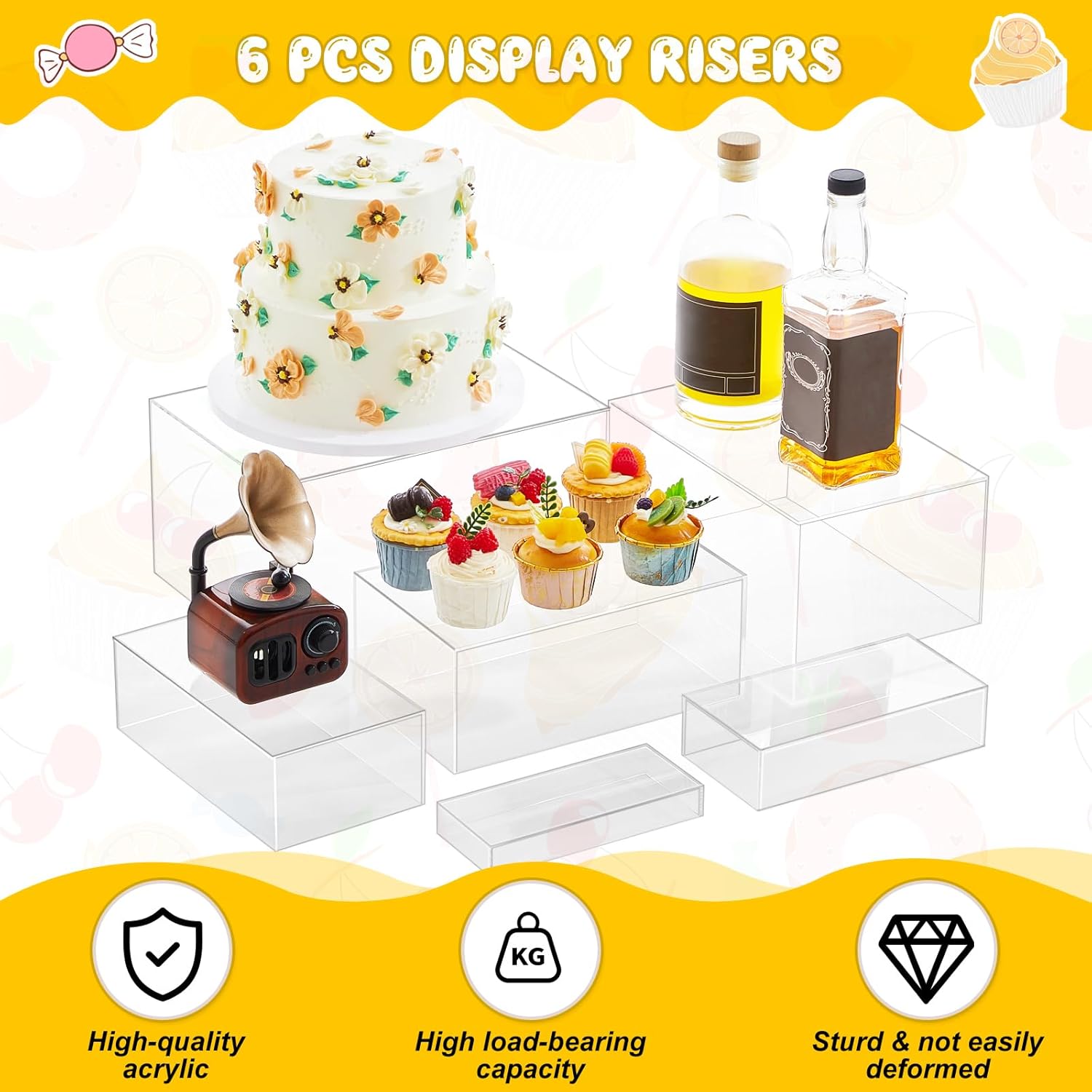 Wholesale OEM ODM Leinuosen 6 Pcs Food Risers for Buffet Table Large Buffet Risers Acrylic Display Box Acrylic Cube Display Stands for Dessert Catering Supplies(Clear,7''x3'',8''x4'',9''x5'',10''x6'',11''x7'',12''x8'') Factory & Supplier
