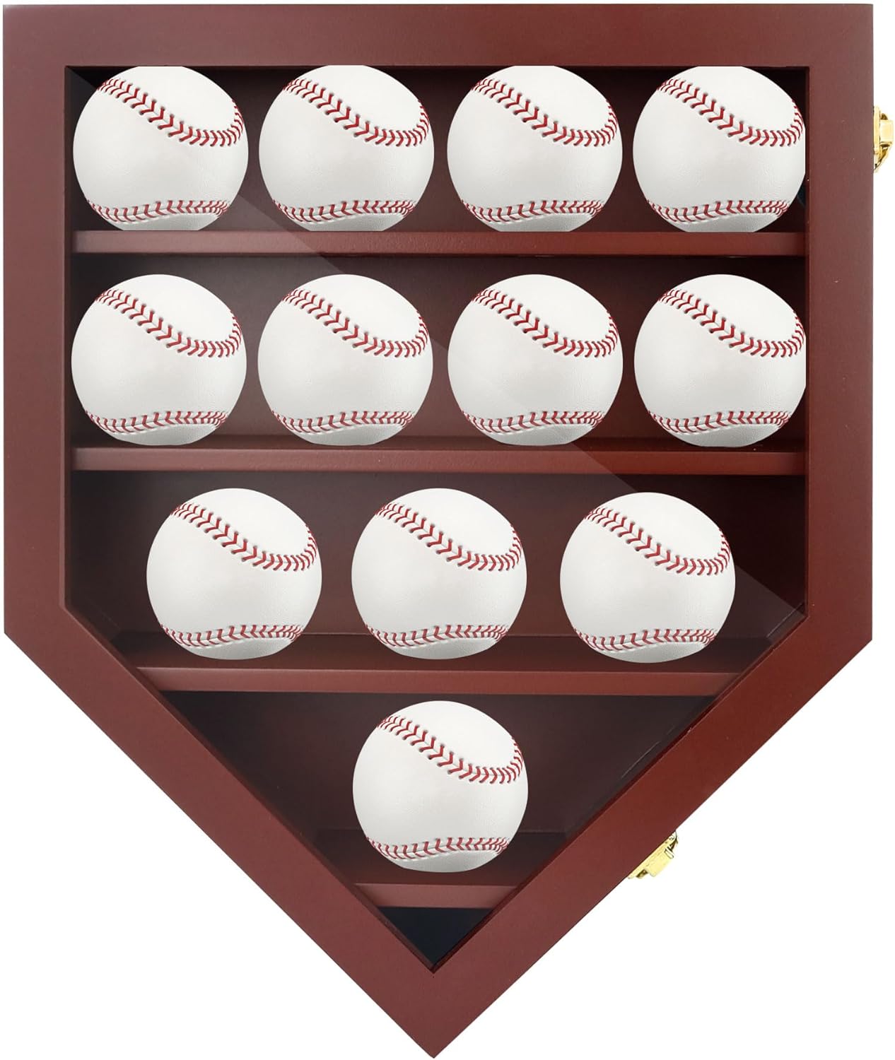 Baseball Display Case & Shadow Box - Lockable Acrylic Door Wall Mount Cabinet for 12 Baseballs - 13x16 Inch Collectible Display Frame for Enthusiasts (Black)