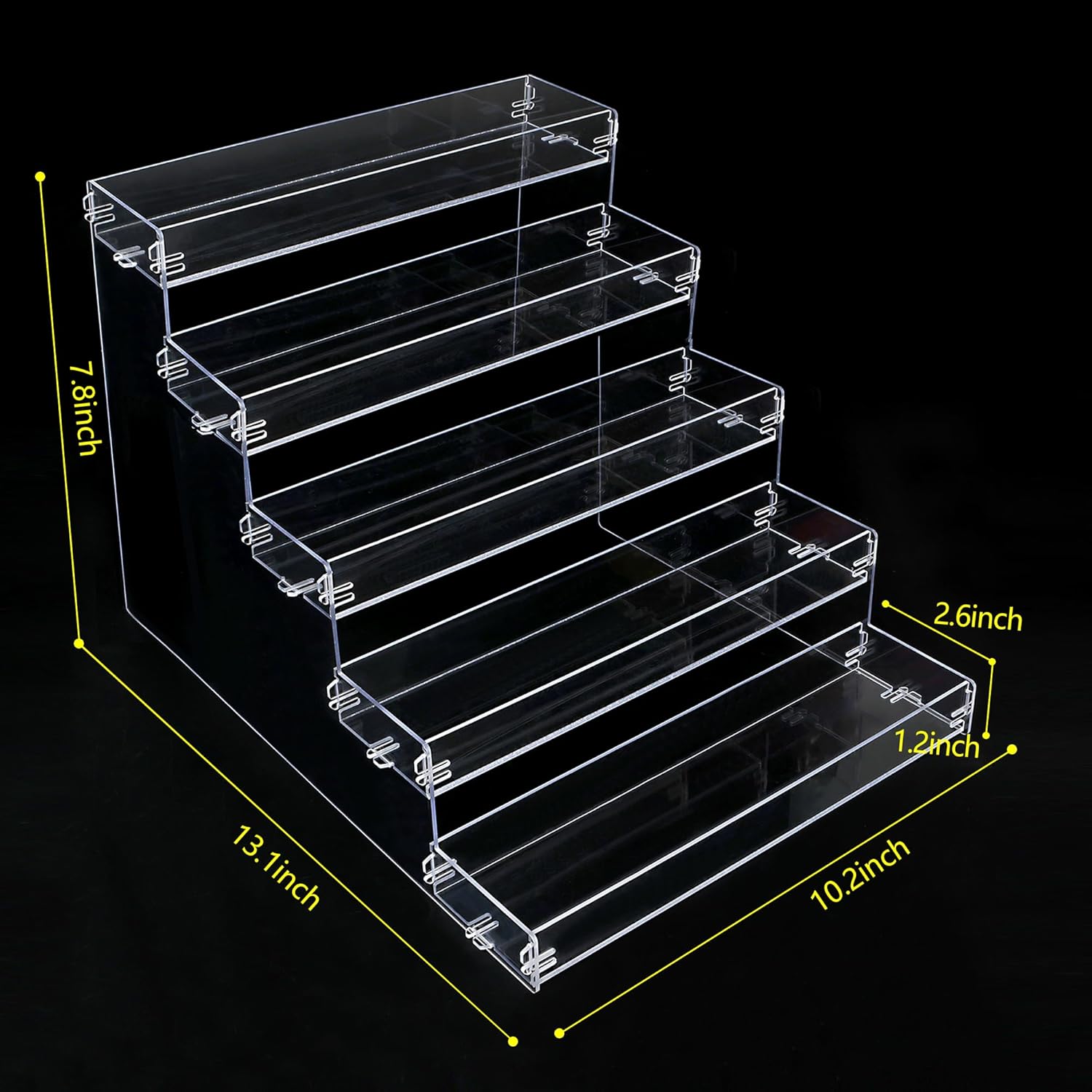 Private Label Spice Rack,No Tool Needed & No Pungent Acrylic Glue Self-derived Snap On Assembly Spice Shelf Pantry Kitchen Cabinet Organizer 10 in for Jars,Baking Supplies & Spice Bottles (5 Tier) Dropshipping Friendly