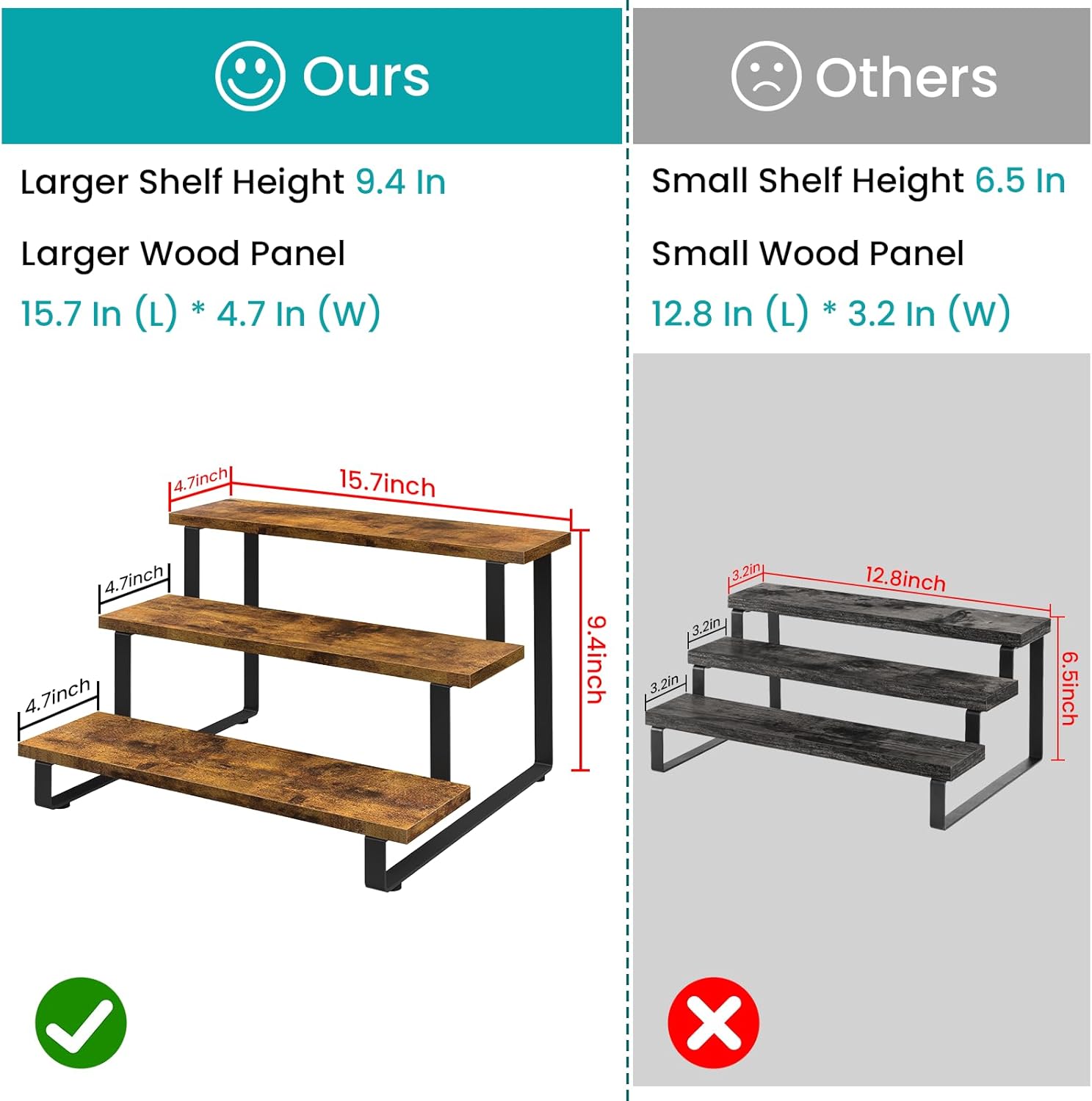 Wholesale OEM ODM ELITEROO 3 Tier Wooden Display Rack, Portable Products Display Stand, 3 Step Straight Display Shelves for Retail Table Top, Counter Top, Craft Shows, Farmers Market, Tradeshows, Vendors Factory & Supplier