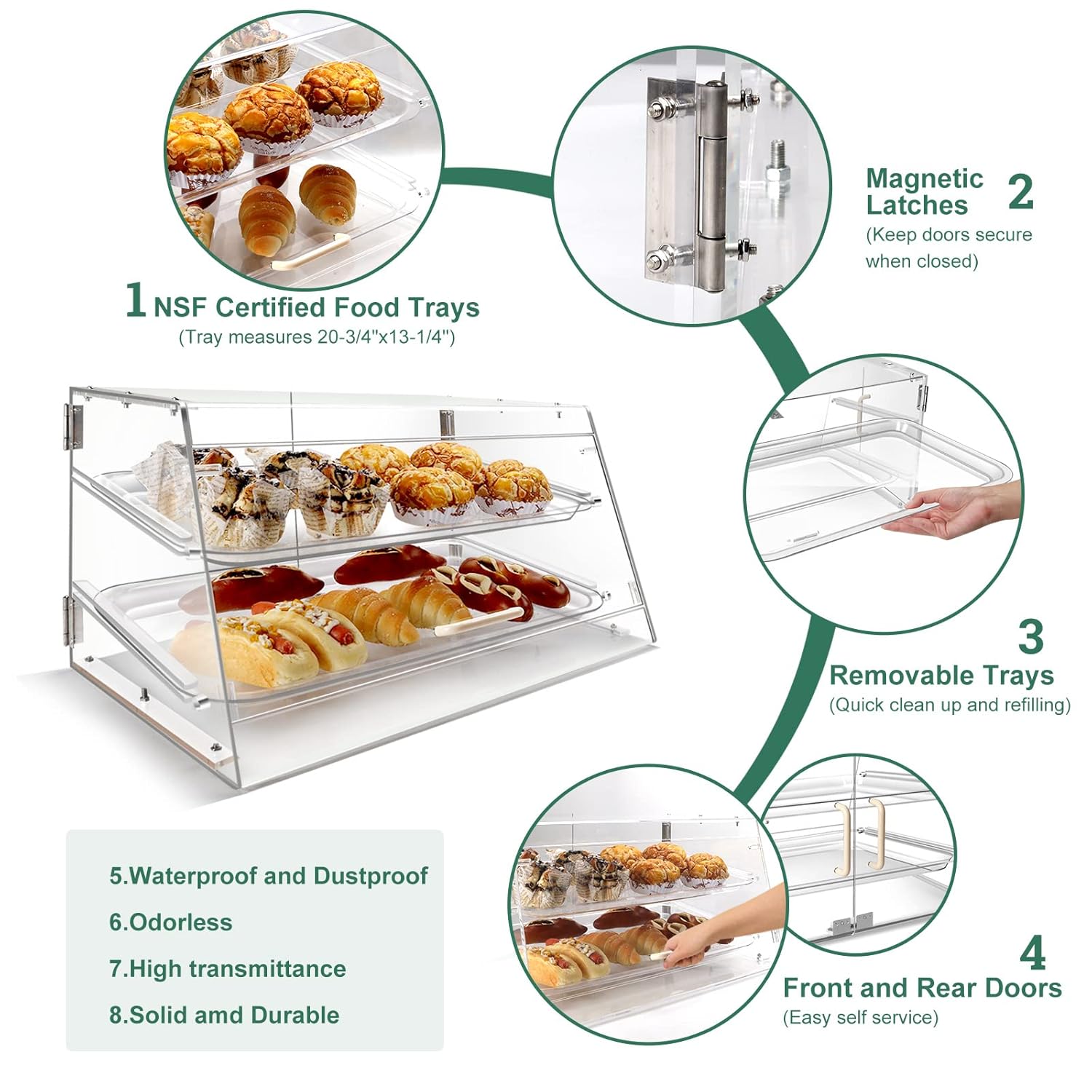 Wholesale OEM ODM YBSVO 2 Tray Bakery Display Case with Front and Rear Doors - 21" x 17" x 12" Factory & Supplier