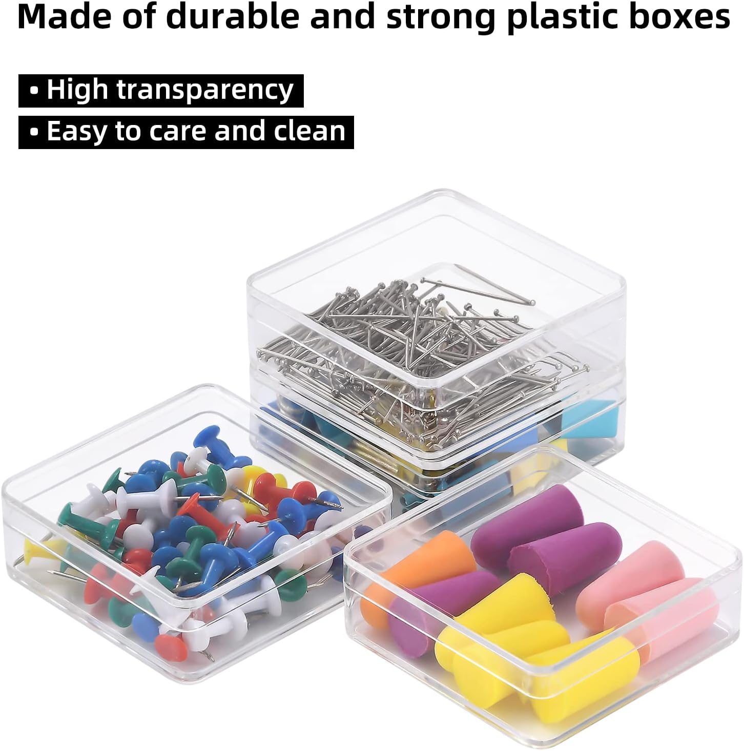 Private Label Small Acrylic Box Clear 6 Pack 2.4x2.4x0.79 Inches Min Clear Plastic Square Containers with Lid for Candy, Pill, Tiny Jewelry Beads, Coins Custom Logo Service