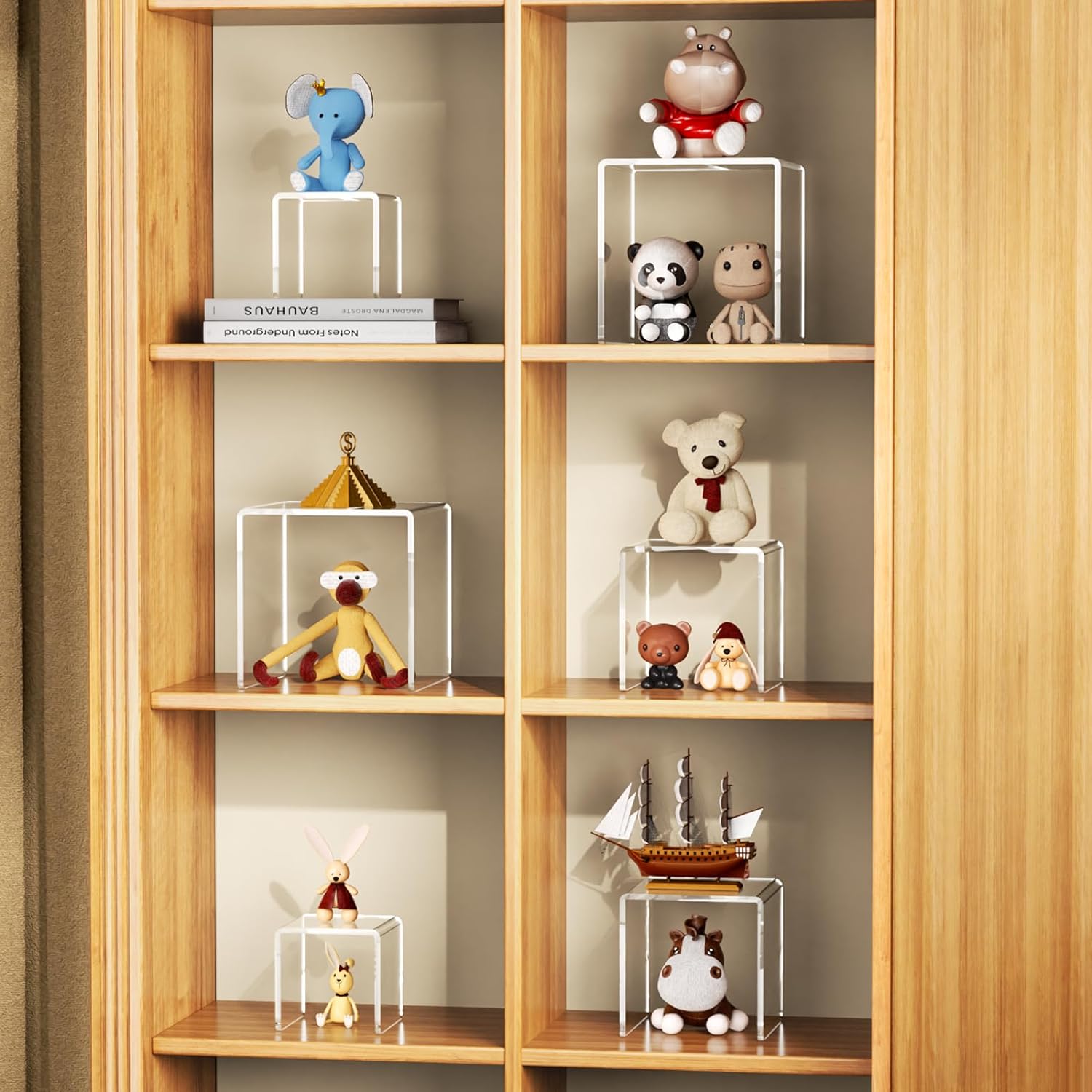 ODM NIUBEE 2 Set Acrylic Risers Display for Funko POP Figures,Clear Cake Stands for Candy Dessert Table Decorations-3"x4"x5" Custom Logo Service