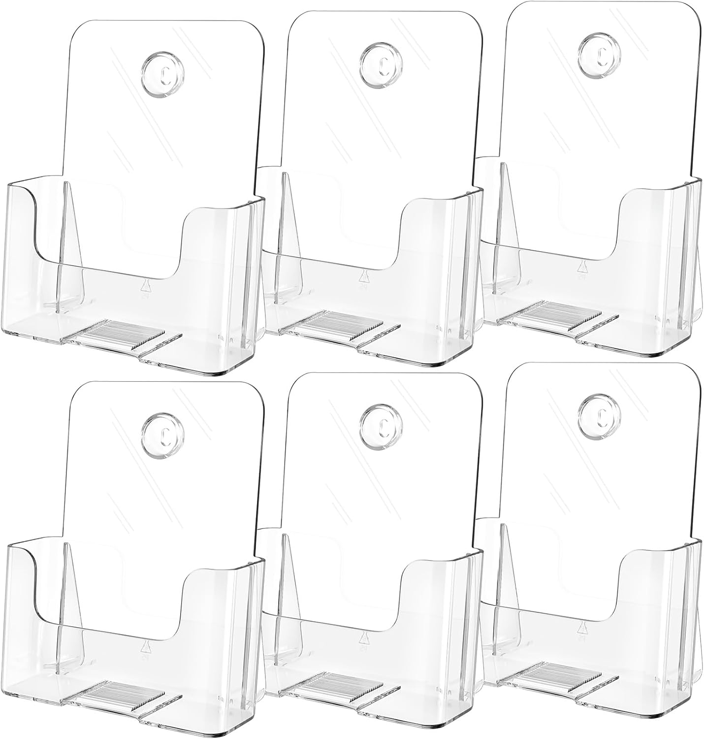 MaxGear Acrylic Brochure Holder 6 x 8 inch, Display Stand Plastic Clear Flyer Holders for 5.5 x 8.5 inch, 5 x 7 inch Menu, Literature, Trifold Pamphlet, Magazine, Countertop or Wall Mount, 6 Pack