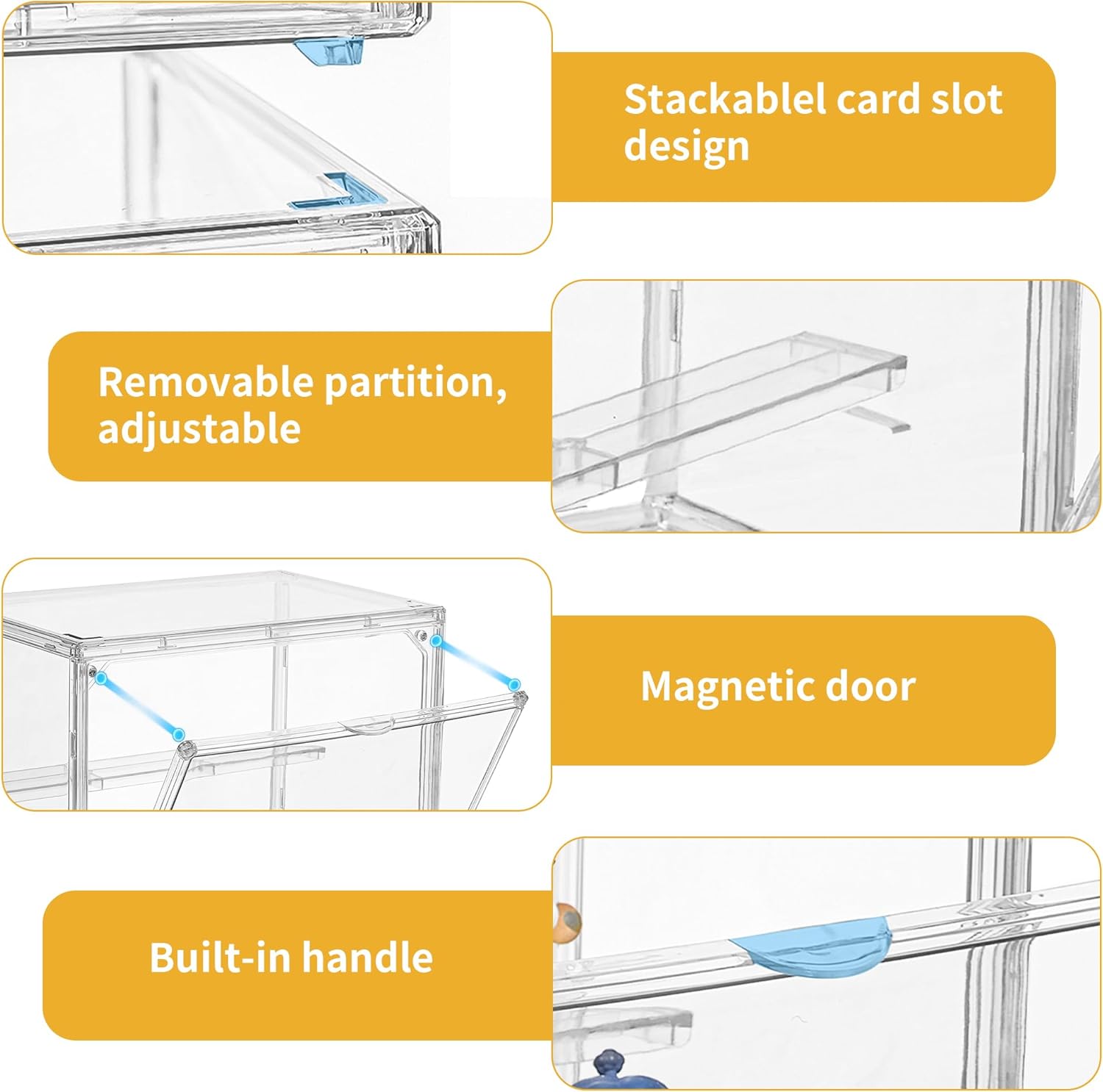 Wholesale OEM ODM Acrylic Display Case,3 Layer Clear Display Case Adjustable Display Box Stand with 2 Movable Dividers 2 Pack Small Showcase Magnetic Door for Collections Mini Figures Factory & Supplier
