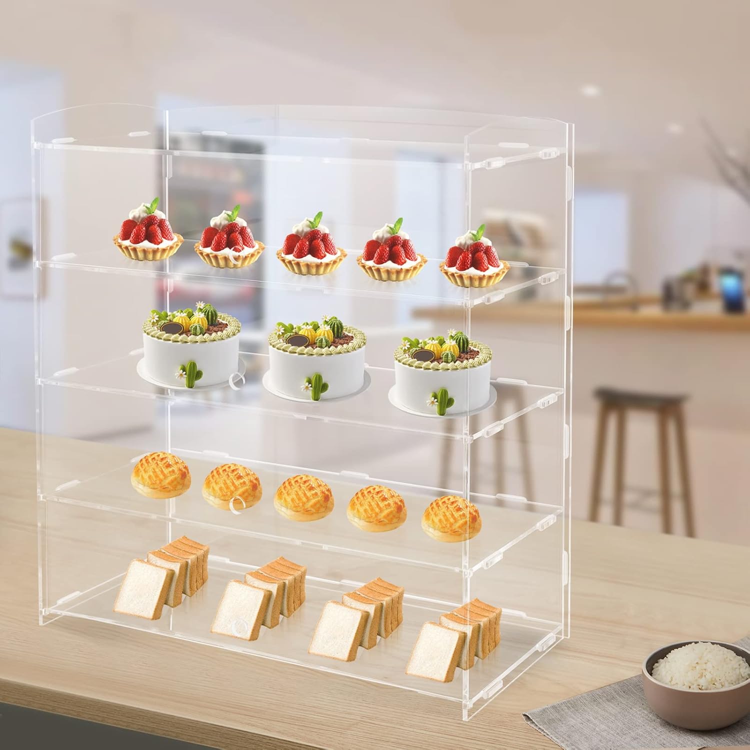 Wholesale OEM ODM Undercat Acrylic Display Case Retail Display Counter Cases Acrylic Bakery Pastry Display Shelf Donut Cookie Display Cabinet Case Factory & Supplier