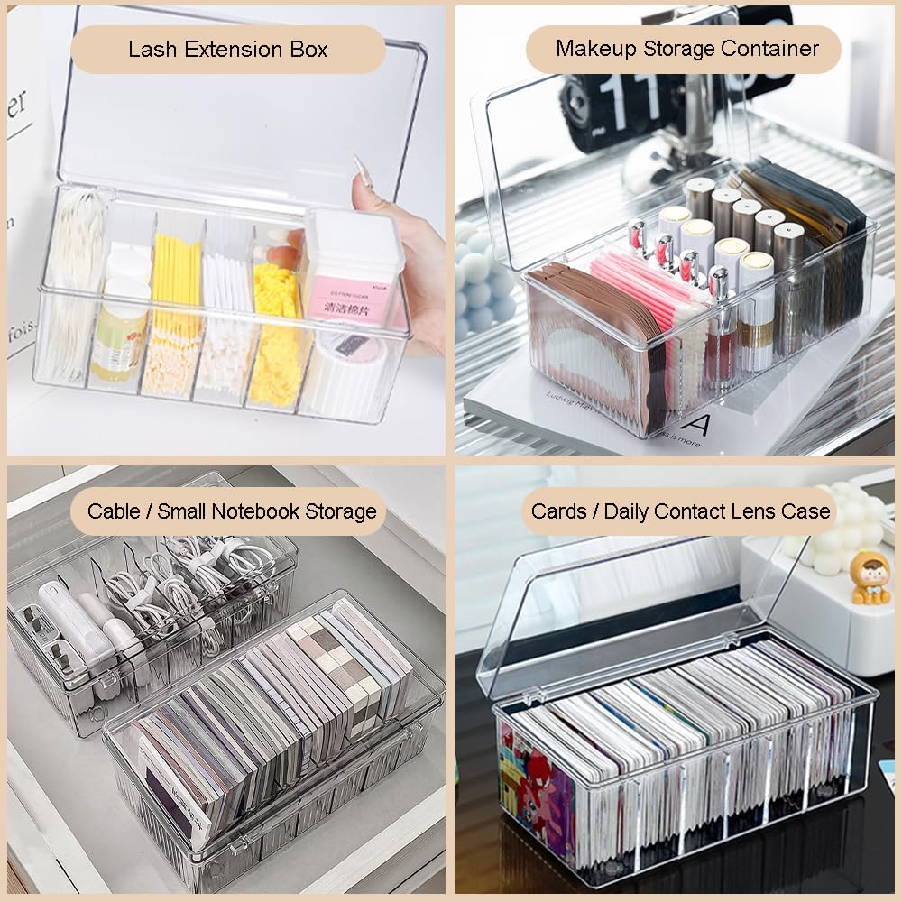 Private Label Lash Extension Organizer Box, Acrylic Eyelash Extension Supplies Storage Container Lash Cart Organizer for Lash Techs Eyelash Beauty Case with Lid Lashes Supplies Storage Box (Clear) Custom Logo Service