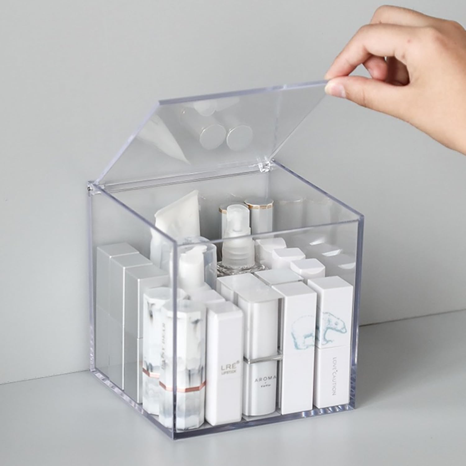 Private Label KissYou Acrylic Box with Lid Coffee Pod Holder Organizers Storage Contanier Clear Box for House and Office Transparent Case Custom Logo Service