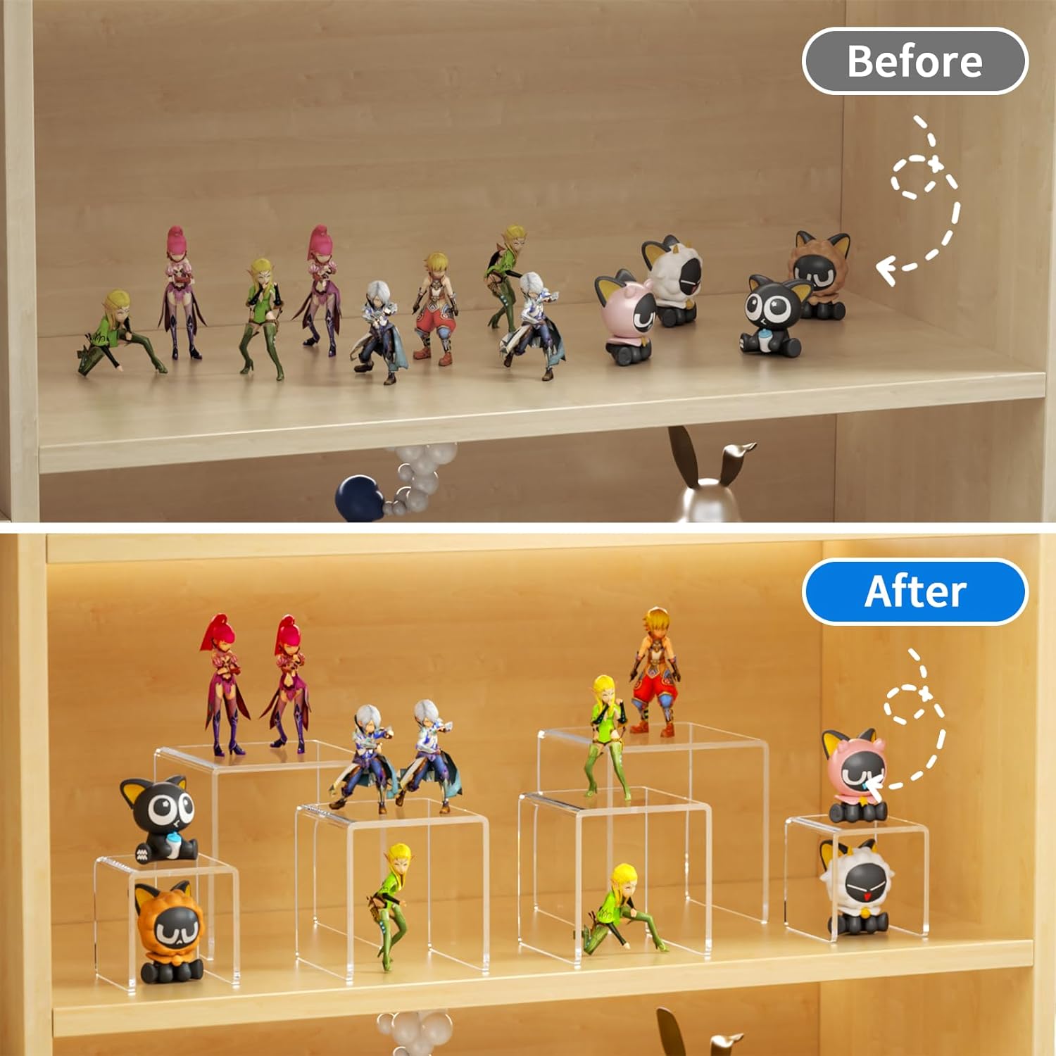 ODM NIUBEE 2 Set Acrylic Risers Display for Funko POP Figures,Clear Cake Stands for Candy Dessert Table Decorations-3"x4"x5" Custom Logo Service