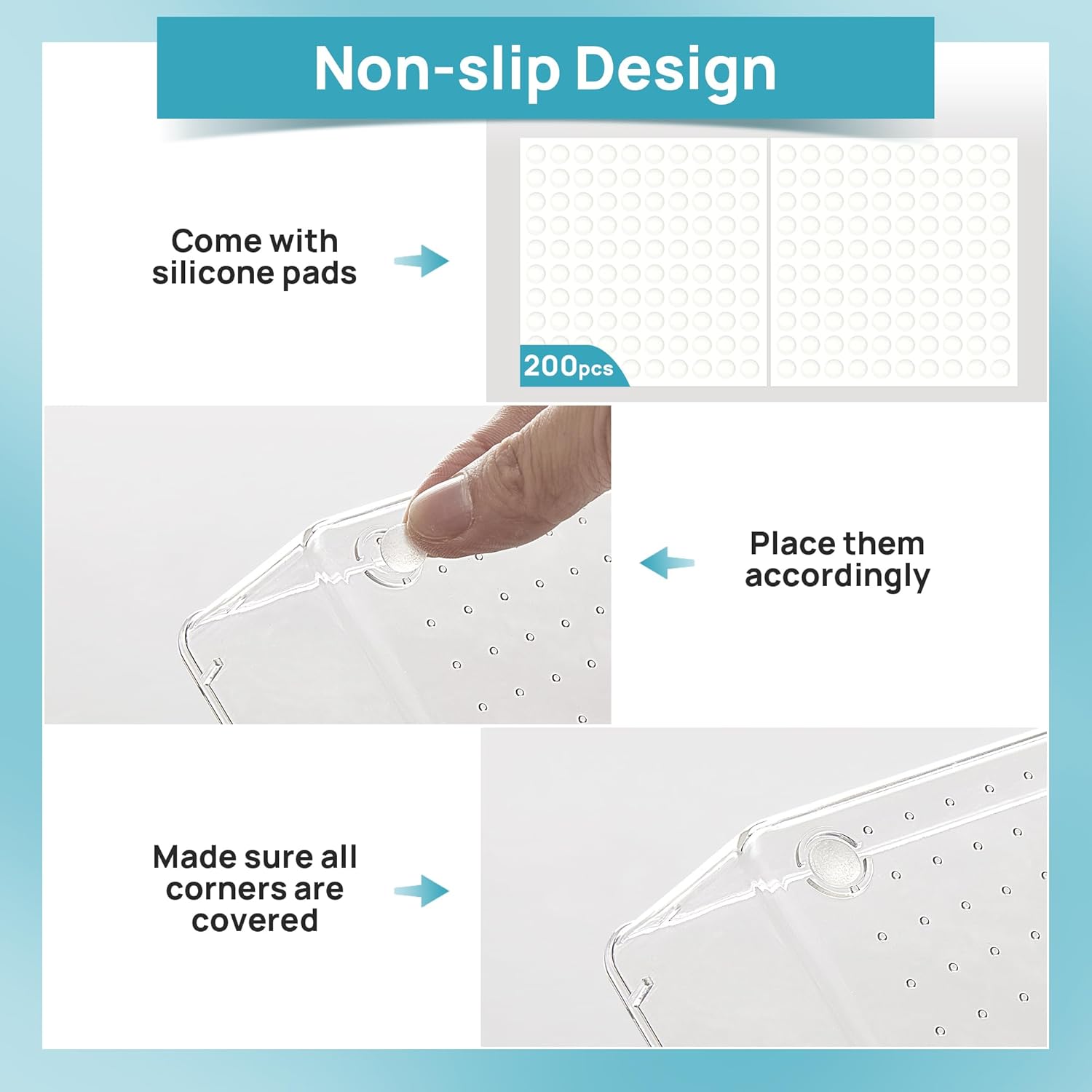 Private Label Vtopmart 44 PCS Clear Plastic Drawer Organizers Set, 4-Size Versatile Bathroom and Vanity Organizer Trays, Non-Slip Storage Containers for Makeup, Jewelries, Bedroom，Kitchen Utensils and Office Custom Logo Service