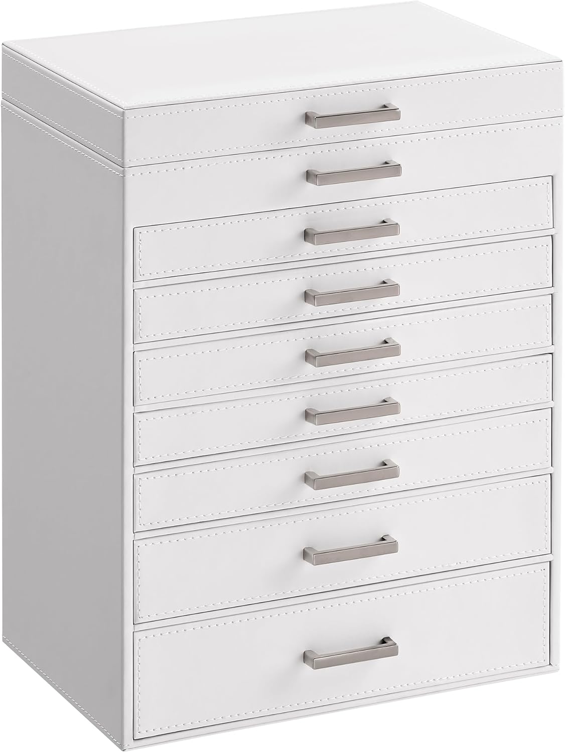 Direct Manufacturer SONGMICS Jewelry Box, 8-Tier Jewelry Organizer, Large Jewelry Case with Big Mirror, 7 Drawers, Large Capacity, Jewelry Storage, Modern Style, Gift for Loved Ones, White UJBC008W02 Low MOQ