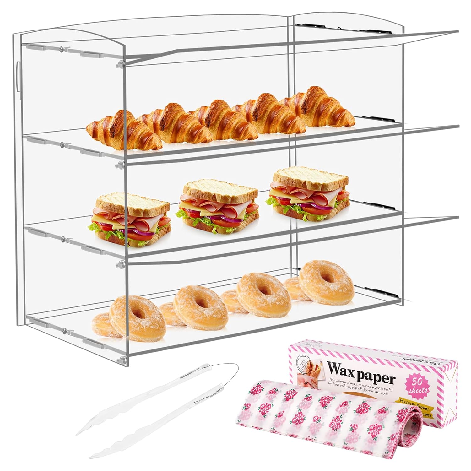 Wholesale OEM ODM Acrylic Display Case Bakery Pastry Display Case Retail Display Counter Cases Acrylic Display Shelf Donut Cookie Display Cabinet Plastic Case Factory & Supplier