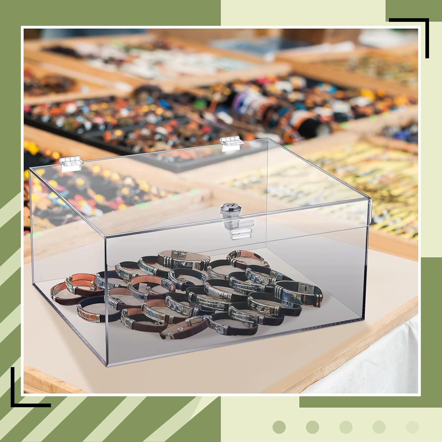 Private Label Acrylic Locking Display Case with Keys 12.2" x 5.75" x 4.6" Large Clear Lock Box Display Case Snack Lock Storage Box for Fridge Figures Jewelry Toys Home Storage Custom Mold Development