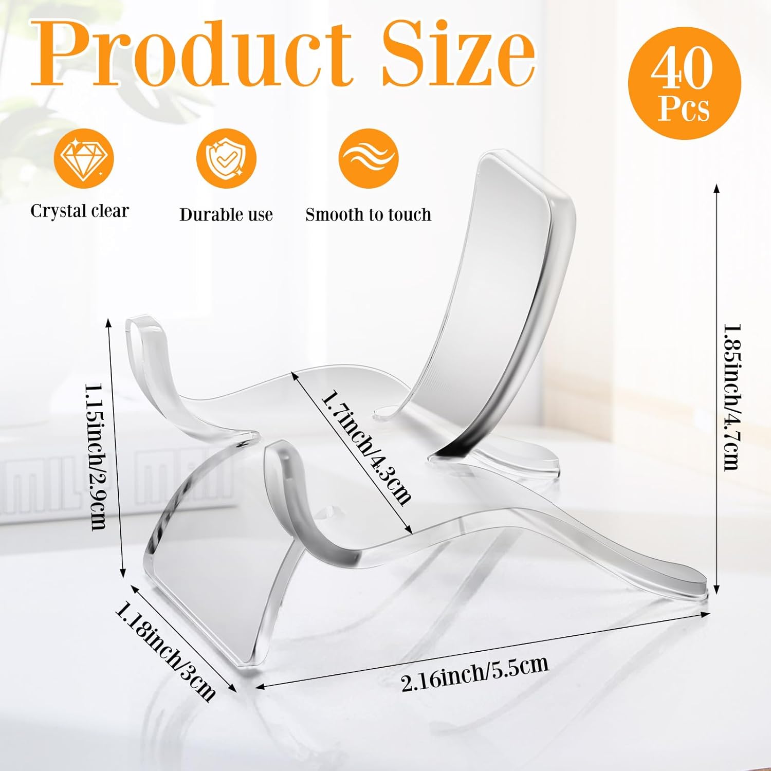 Private Label Jetec 40 Pieces Acrylic Display Holder Clear Display Easel Stands Pedestal Collectibles Display Stands for Displaying Crystal Geodes Rock Mineral Agate Coral(Medium) OEM Wholesale Manufacturer