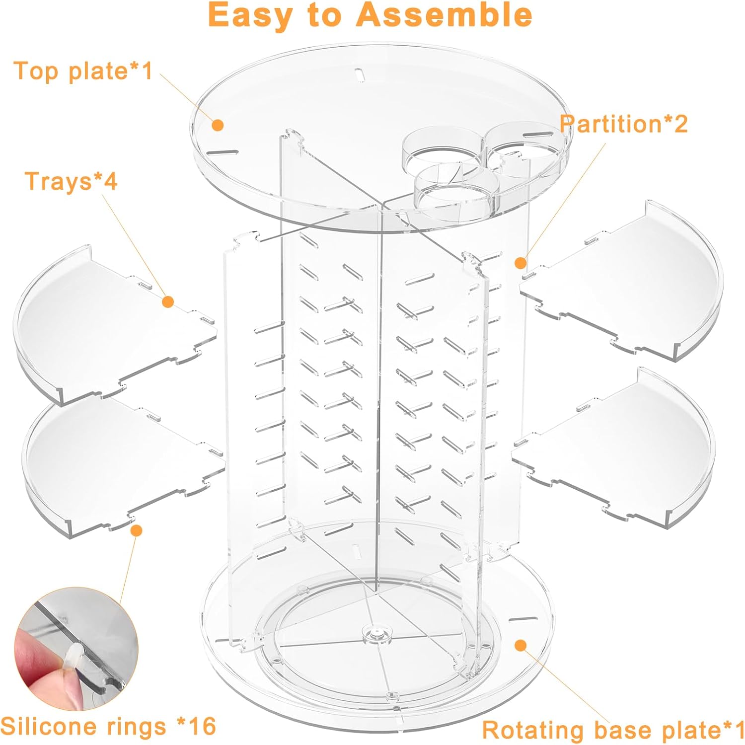 Private Label Rotating Makeup Organizer, DIY 8 Adjustable Layers Spinning Skincare Organizer, Cosmetic Display Case with Brush Holder Perfume Tray, Multi-Function Storage Carousel for Vanity Bathroom Countertop Factory Direct Price