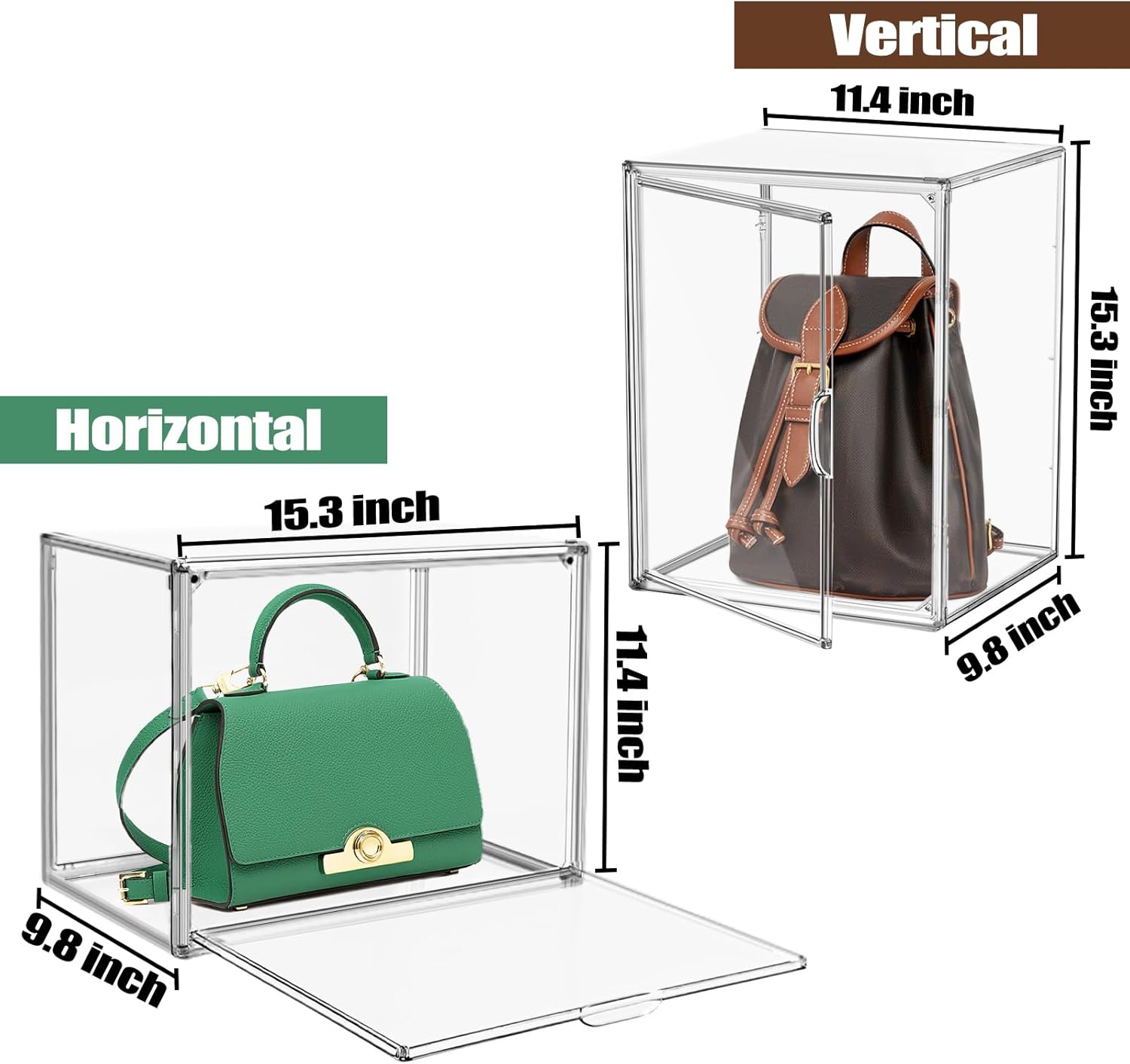 Wholesale OEM ODM 1 Pcs Super Large Acrylic Display Case Purse Handbag Storage Organizer for Closet Clear Stackable Bag Boot Shoe Boxes with Magnetic Door Factory & Supplier