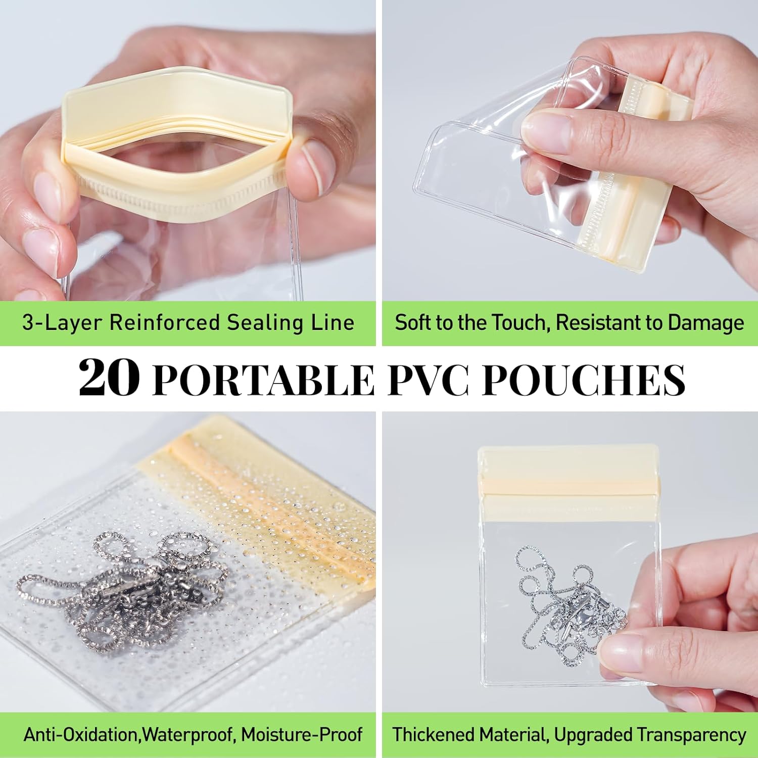 Direct Manufacturer Acrylic Jewelry Box Organizer, Clear Jewelry Organizers and Storage with 20 Portable Anti Tarnish Jewelry Bags, Travel Jewelry Case for Rings Earrings Necklaces Low MOQ