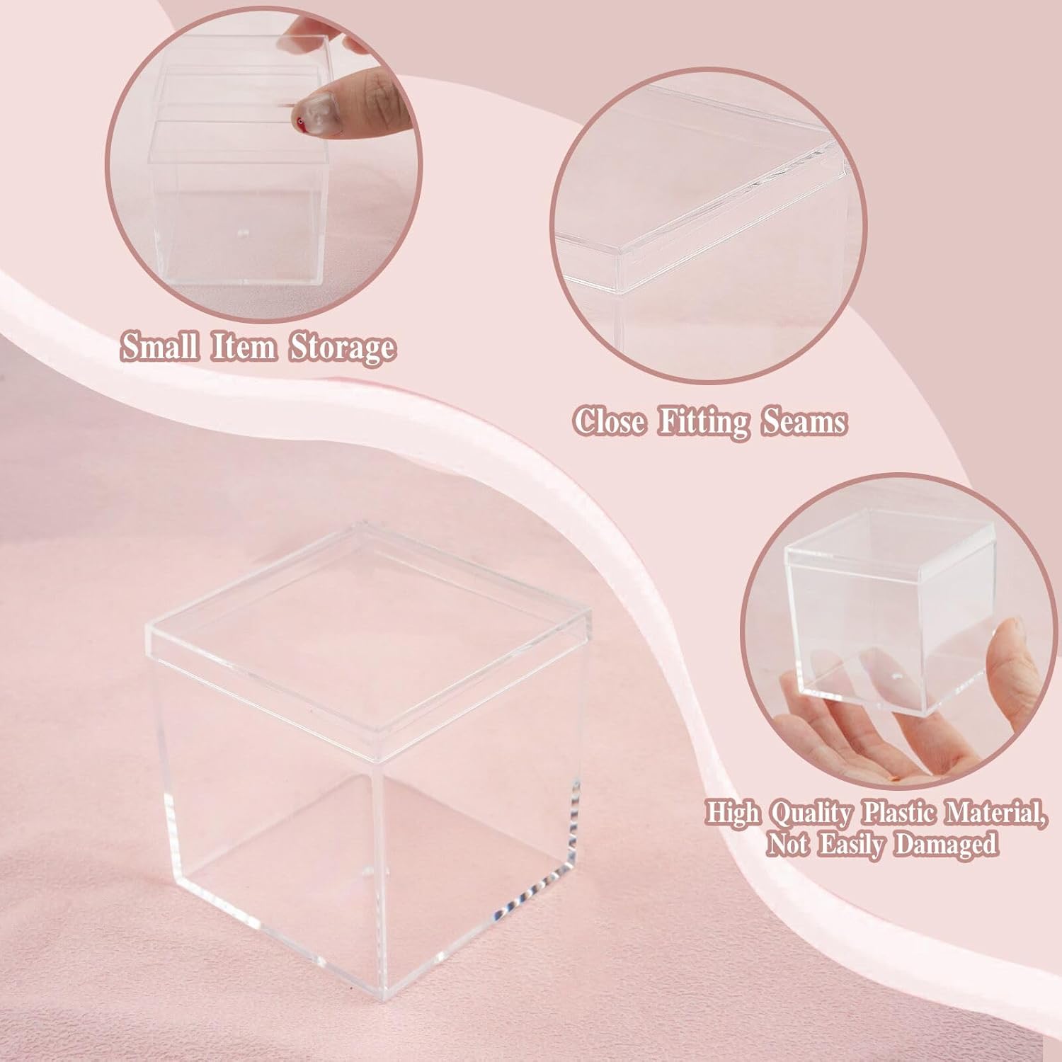 ODM WCHOSOZH 50 Pcs Clear Acrylic Boxes, Small Clear Boxes with Lids, Square Cube with Tags, Wedding Guest Favor Plastic Square Cube Exhibition Box for Candy Desserts Head Ornament (2.2 X 2.2 X 2.2) Custom Mold Development