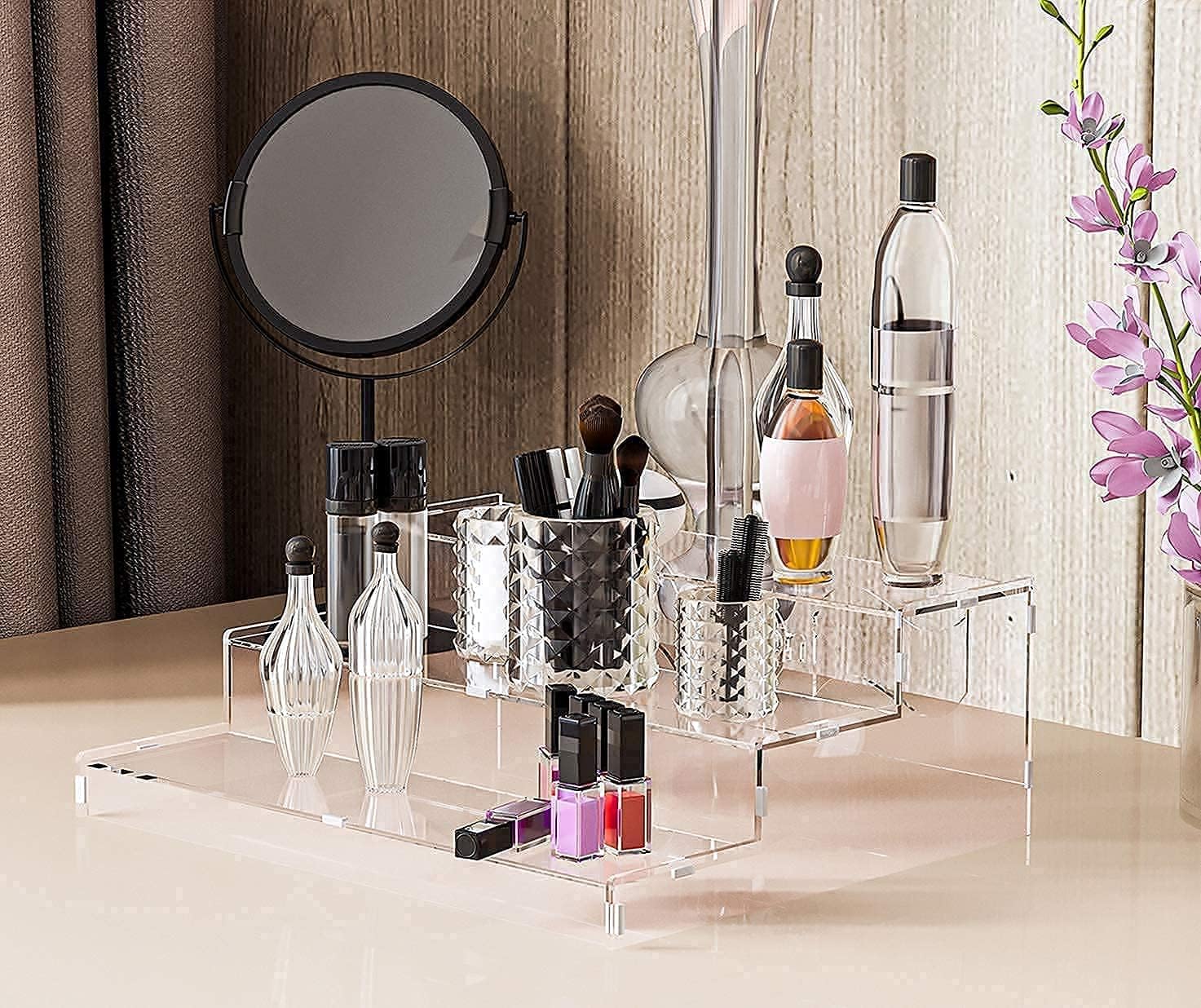 Private Label Evron Pantry Organization & Storage Clear Acrylic Spice Rack Organizer for Cabinet & Countertop (ASSEMBLY REQUIRED) 3 Tier Organizer 10.5 in Dropshipping Friendly
