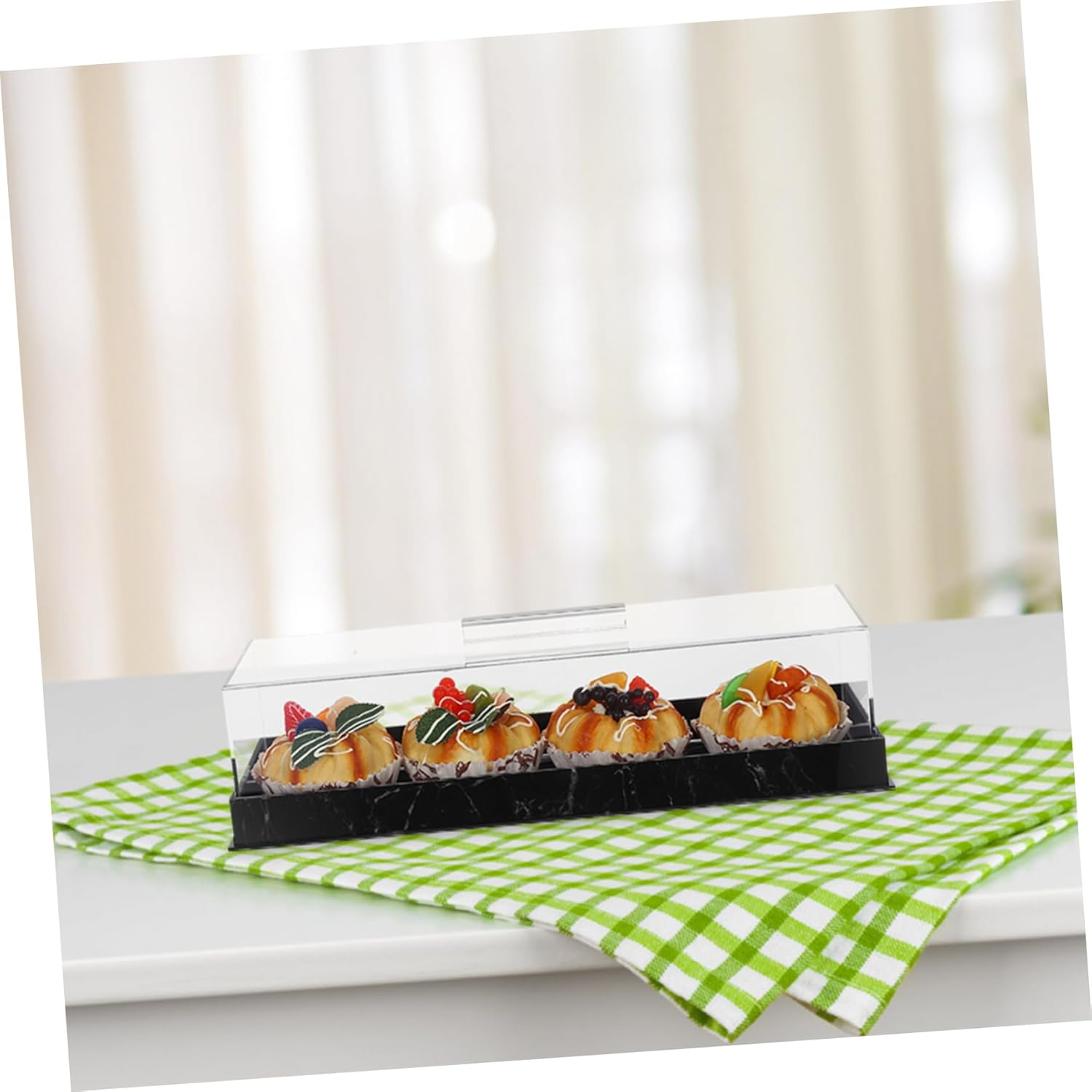 Wholesale OEM ODM Healifty Rectangular Marble Cake Tray with Cover Elegant Dessert Stand for Parties Home Use Birthdays Easy to Clean Acrylic Display Holder for Cakes Pastries Factory & Supplier