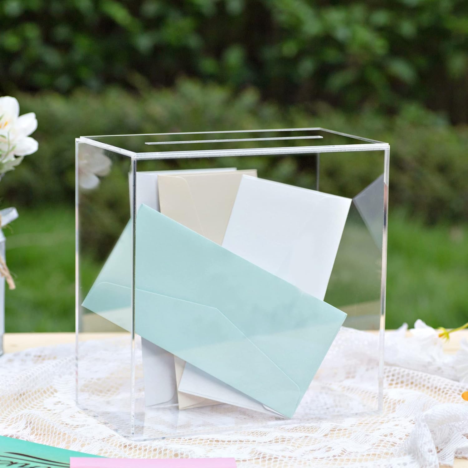 Private Label UNIQOOO Clear Acrylic Card Box w/Slot, Thick DIY Wedding Box Blank No Print, Large 10x10x5.5 in, for Reception Decoration Fundraiser Money Box Election Ballot Graduation Keepsake Party Favor Wholesale Manufacturer