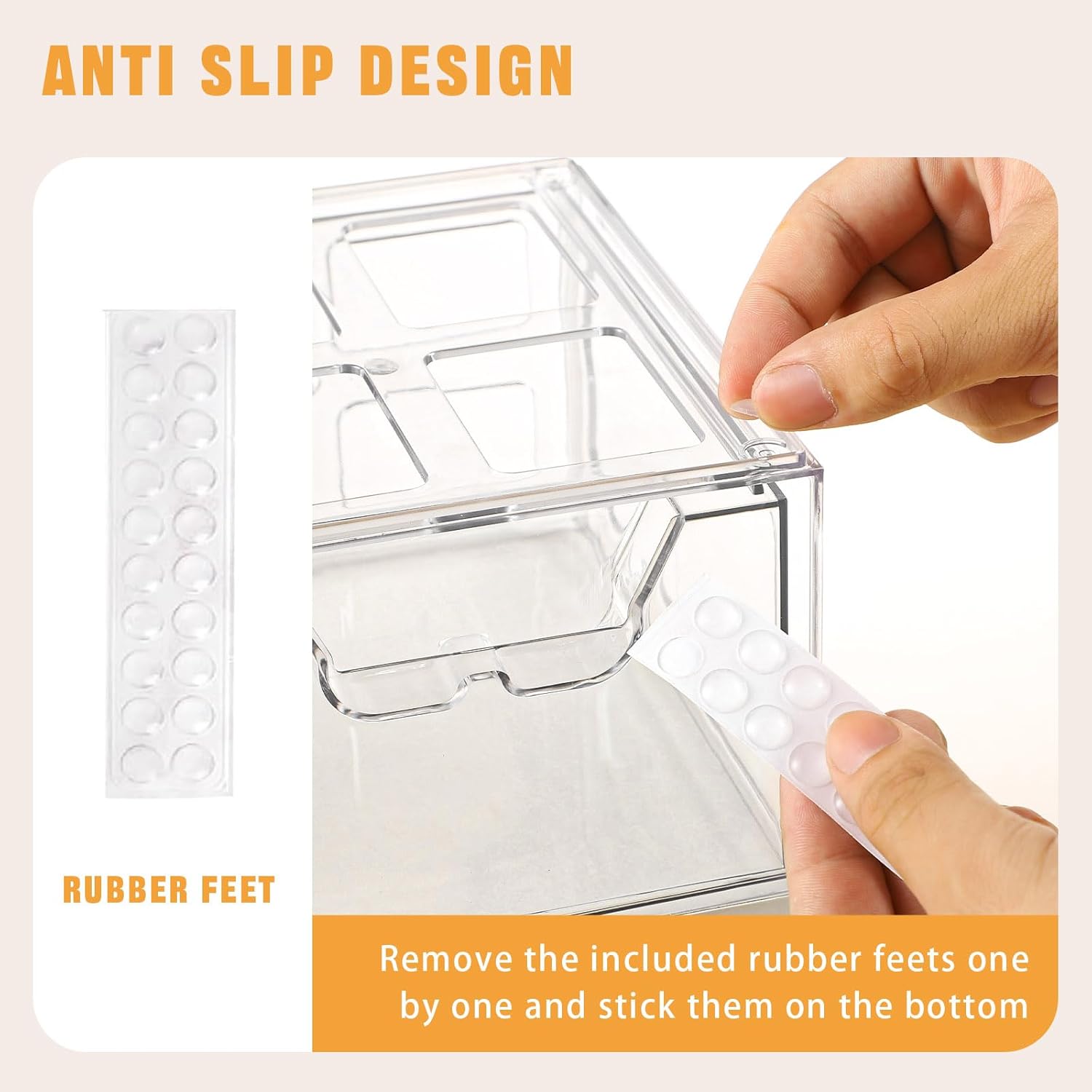 Private Label 6 Pack Stackable Makeup Organizer, 4.4'' Tall Acrylic Bathroom Makeup Organizer and Storage Drawer with Pull-out Handle, Clear Plastic Storage Bins for Vanity,Pantry,Desk,Undersink,Kitchen Factory Direct Price
