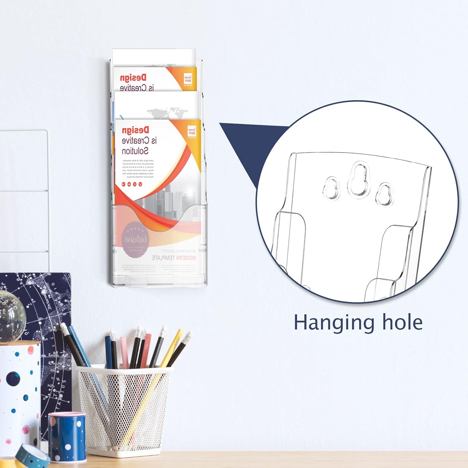 Wholesale Crtiin 2 Pieces Acrylic Brochure Holder Display Stand,4 Tier Clear Pamphlet Flyer Holder,Acrylic Magazine Clear Organizer for Wall Mount or Countertop China Factory Bulk Supply