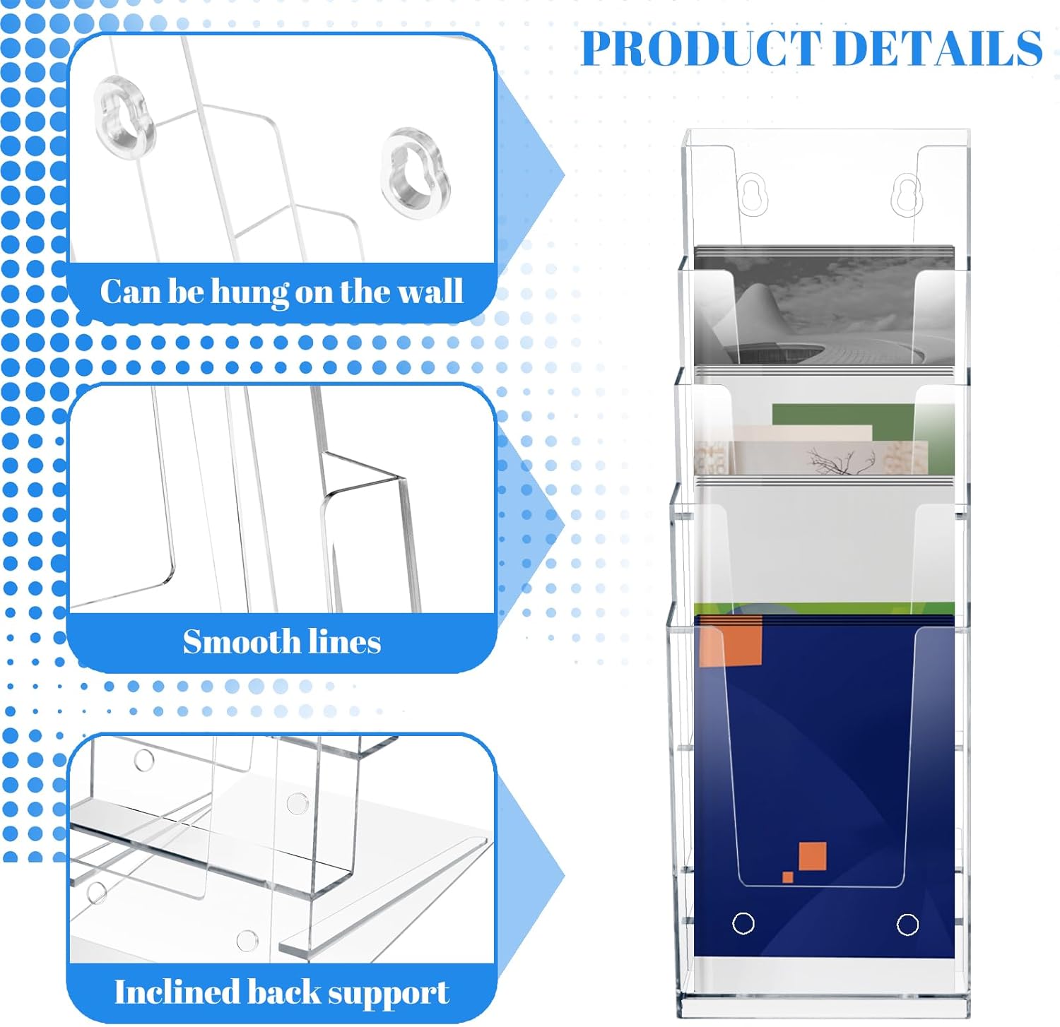 Wholesale 2 Pack Acrylic Brochure Holder 5 Tier Clear Brochure Display Stand Impact Resistant Sturdy Literature Rack Organizer Plastic Brochure Holder for Magazine, Literature, Booklet (2) China Factory Bulk Supply