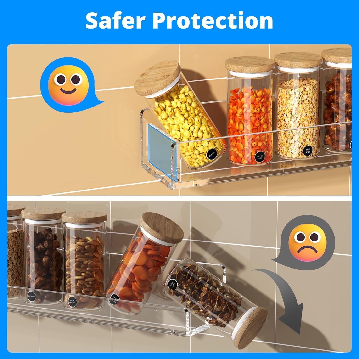 Private Label NIUBEE Wall Mounted Spice Rack Organizer,Clear Acrylic Spice Shelf Storage Holder,Hanging Seasoning Rack Organizer for Wall Kitchen 4 Pack Dropshipping Friendly