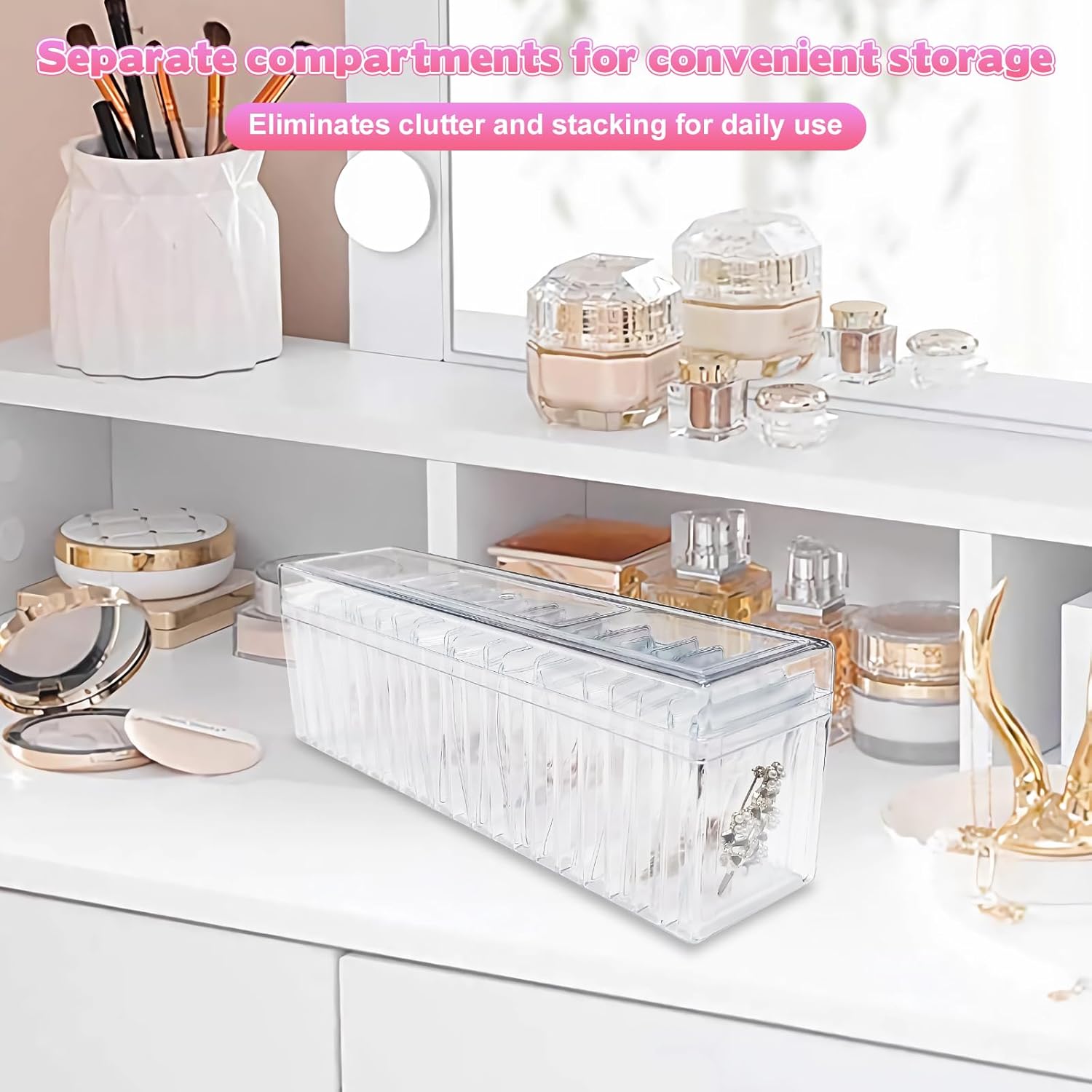 Direct Manufacturer Acrylic Jewelry Box Organizer, Clear Jewelry Organizers and Storage, With 20 Anti Tarnish Jewelry Bags, Acrylic Earring Holder Organizer Box, For Rings, Earrings, Necklaces Low MOQ