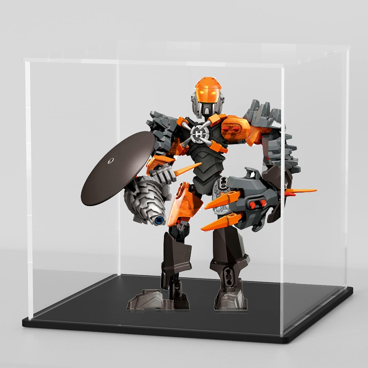 Wholesale OEM ODM 10 Inch Clear Acrylic Display Case, Cube Acrylic Box for Collectibles Showcase, Plexiglass Case with Matt Black Stand for Toys, Arts and Figures Factory & Supplier