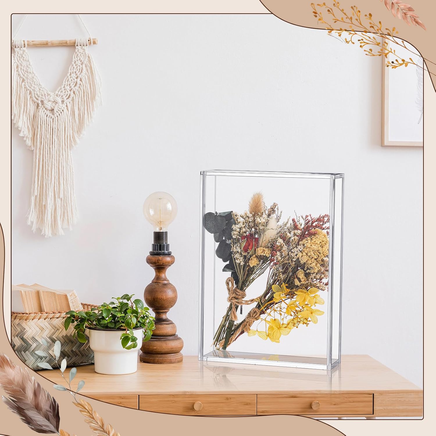 Wholesale OEM ODM Barydat 2 Pcs Acrylic Shadow Boxes Display Cases, Shadow Box DIY Frame Clear Acrylic Display Cases Wedding Memory Dried Flower Container Picture Photo Frame for Valentine Day Wedding(5 x 7'') Factory & Supplier