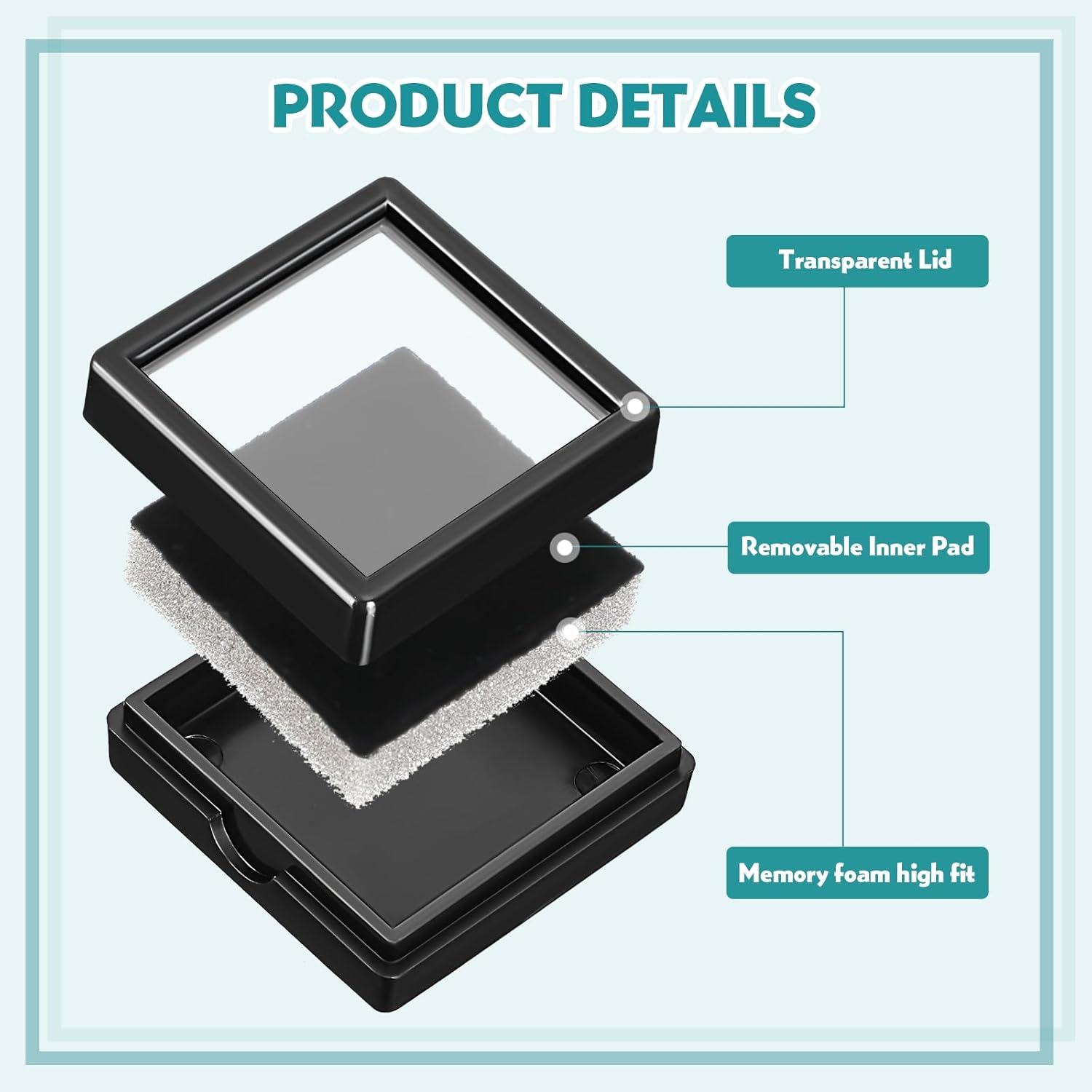 ODM Kigley 30 Pcs Gemstone Display Box Jewelry Box Container with Clear Top Lids Bulk 1.57'' x 0.6'' for Gems Diamond Coins Gift Packing Ring Home Shop (Black) Custom Mold Development