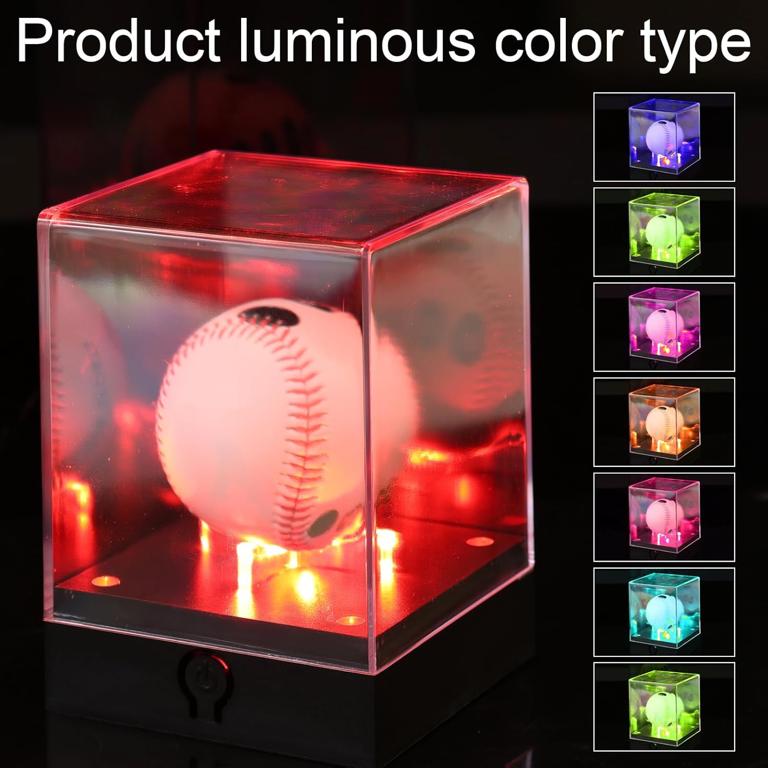 ODM Softball Case with Led Light, 5.9x4.3x4.3in Premium Ball Acrylic Display Cube Light Up Baseball Clear Box Practical Uv Protected Holder Stand Accessories for Golf Billiards Memorabilia(Black) Custom Logo Service