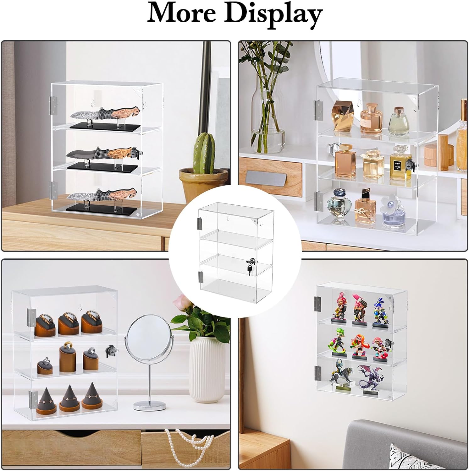 Wholesale OEM ODM Acrylic Display Case with Lock Key Removable 3 Tier Clear Countertop Display Cases with Shelves Locking Showcase Retail Display Cabinet for Collectibles Figures Safe Storage(11.8x5.9x15.7inch) Factory & Supplier
