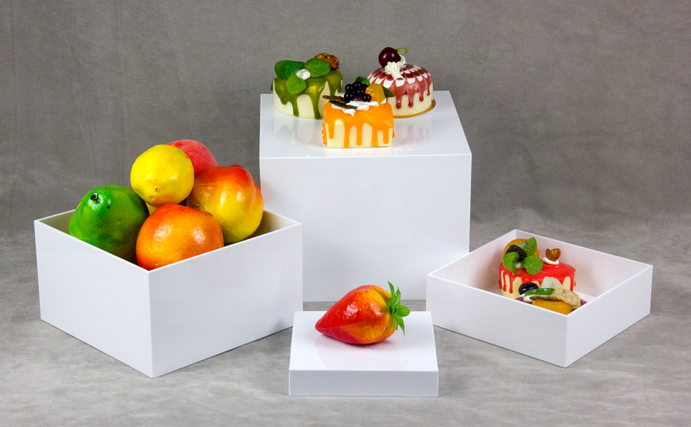 Kcgani Acrylic Cube Display Box, 4Pcs, 5-6-7-8in, White